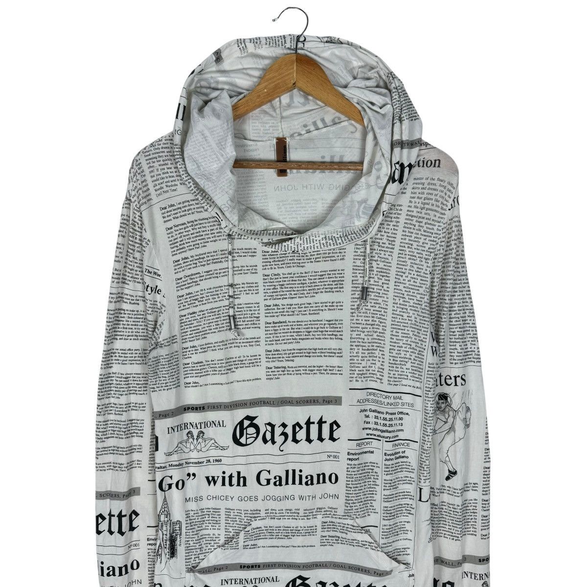 John Galliano 🌟JOHN GALLIANO HOODIE GAZETTE NEWSPAPER SWEATER Size US XS / EU 42 / 0 - 7 Thumbnail