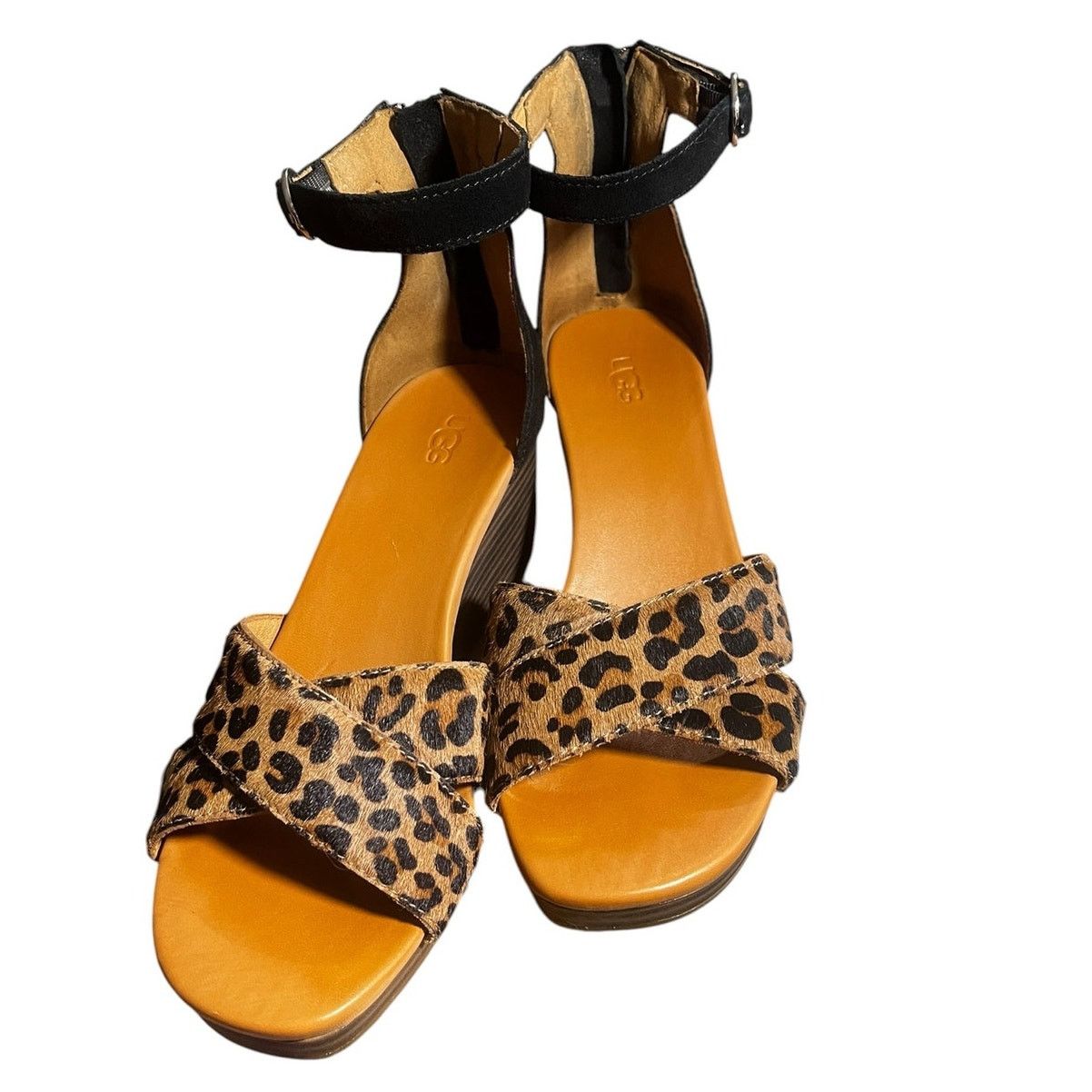 Ugg UGG Eugenia Leopard Women's Ankle Strap Wedge Sandals 8.5 Size US 8.5 / IT 38.5 - 1 Thumbnail