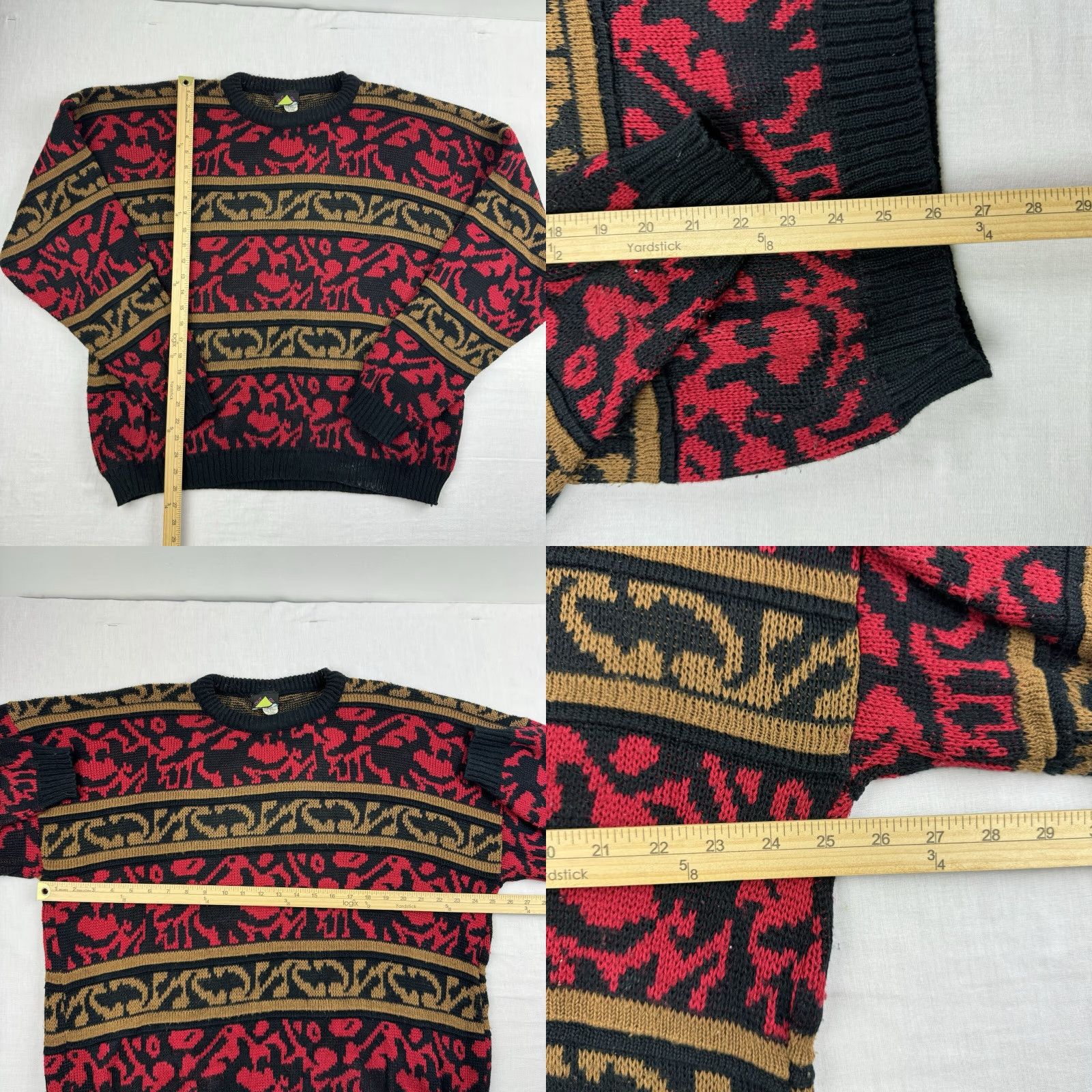 Vintage VINTAGE Out Of Bounds Sweater Shirt Womens XL Red 80s USA Pullover Crew Neck Geometric Pattern Size XL / US 12-14 / IT 48-50 - 8 Thumbnail