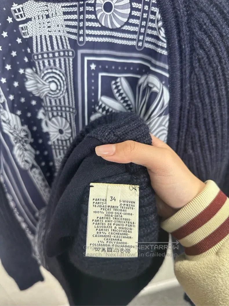Hermes Hermes Navy blue printed sweater Size XXS / US 00 / IT 34 - 4 Thumbnail