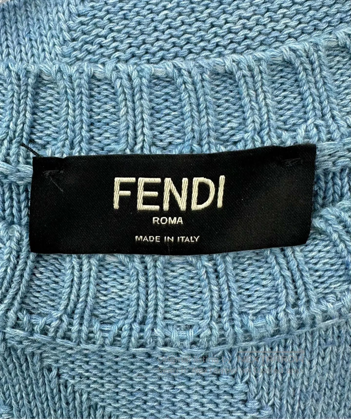 Fendi FENDI Blue embossed print floral fringed knitted short sle Size US M / EU 48-50 / 2 - 3 Thumbnail