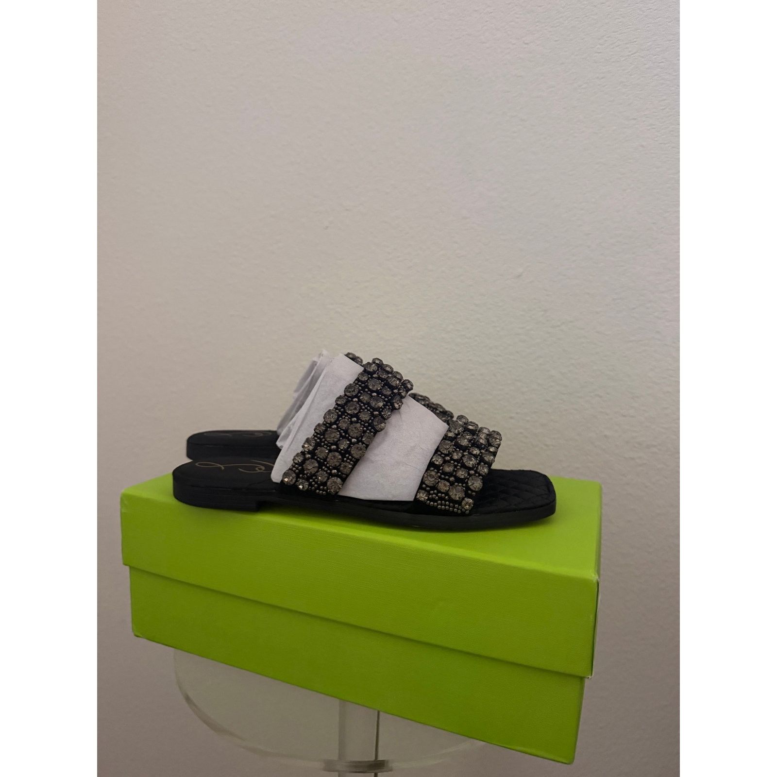 Sam Edelman Sam Edelman Ezel Black Embellished Slip On Sandals Size US 5.5 / IT 35.5 - 7 Thumbnail