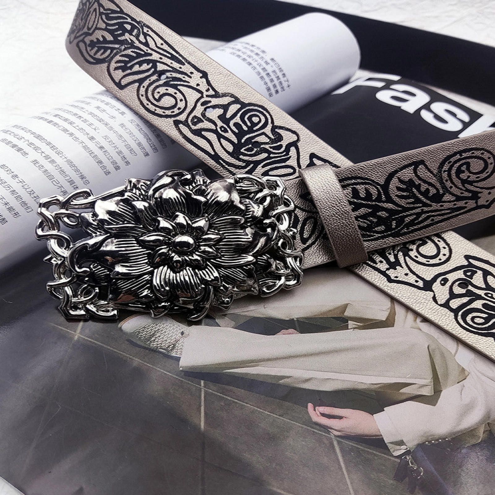 Other Floral Design Leather Belts with Unique Buckles Size ONE SIZE - 7 Thumbnail