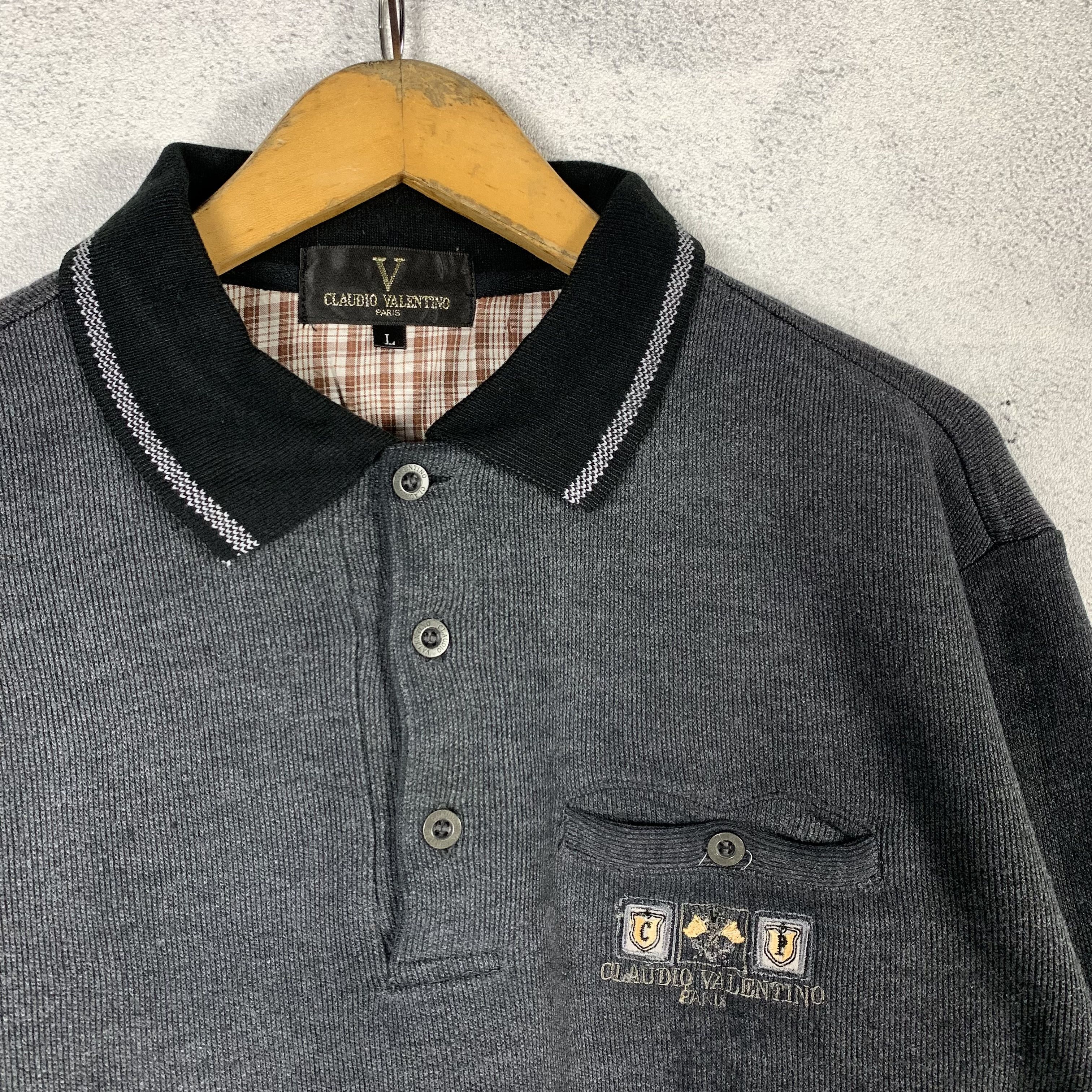 Valentino Vintage 90s Claudio Valentino Sweatshirt Crewneck Collared Size US M / EU 48-50 / 2 - 3 Thumbnail