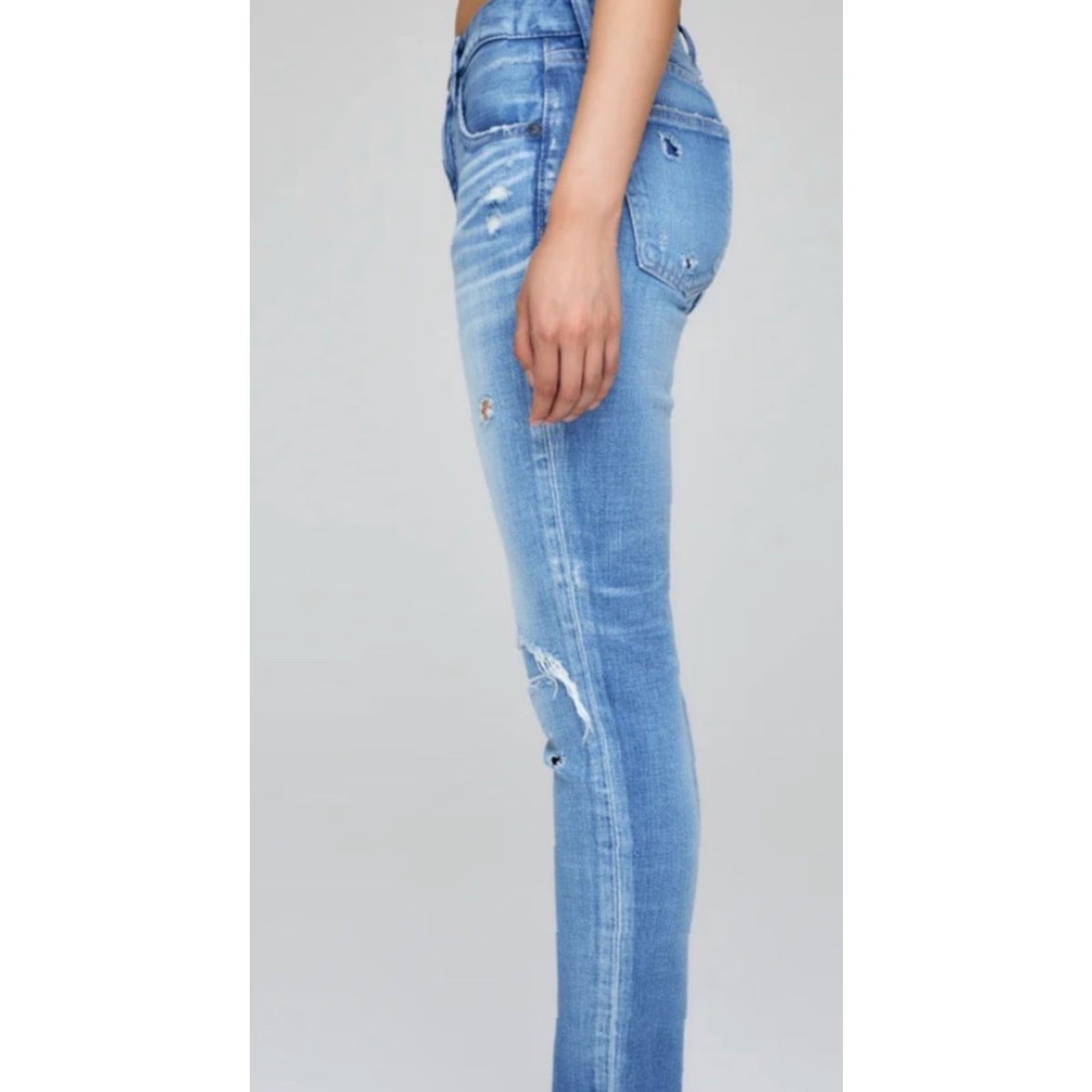 MOUSSY VINTAGE Moussy Lenwood Cropped Skinny Jeans - Jeans - Women - 27 - Blue - Distressed - Made In Japan - 26.5in Inseam - Mid Rise - Stretch Size 27" / US 4 / IT 40 - 3 Thumbnail