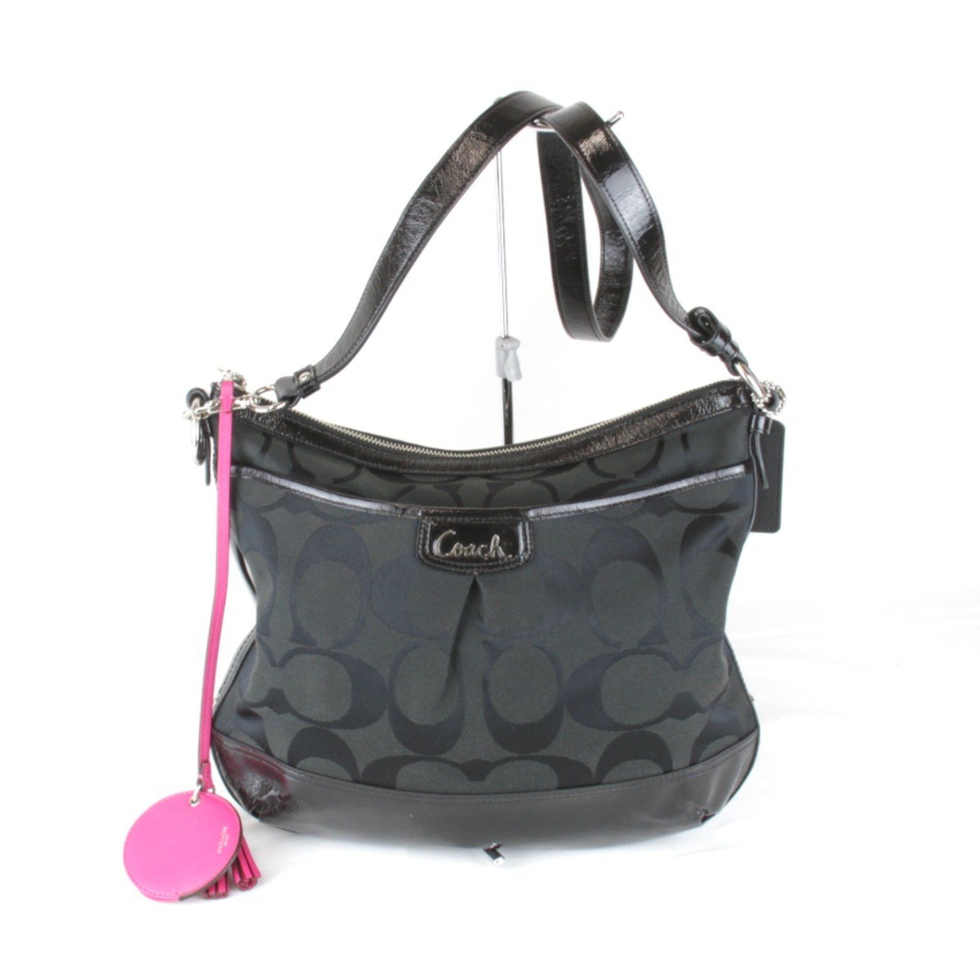 Coach Signature J1220-F19727 Shoulder Bag, Black, Compact, Women's