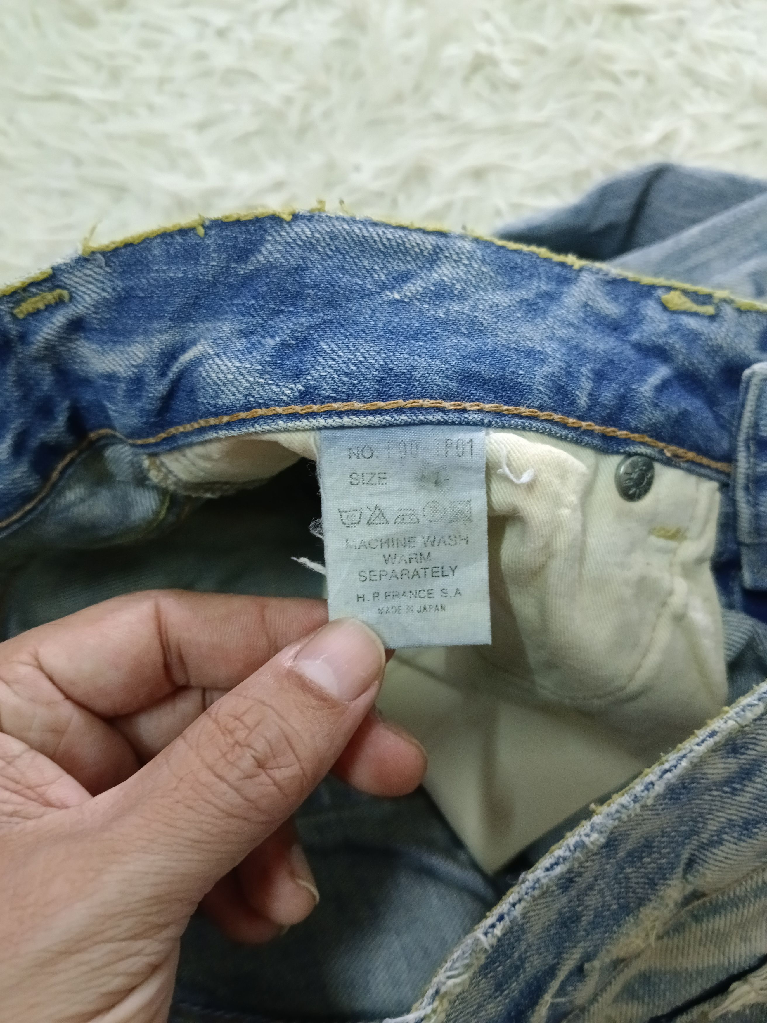 Japanese Brand DiSTRESSED RIPED RIVET&BLUE DENIM PANTS Size US 30 / EU 46 - 8 Thumbnail