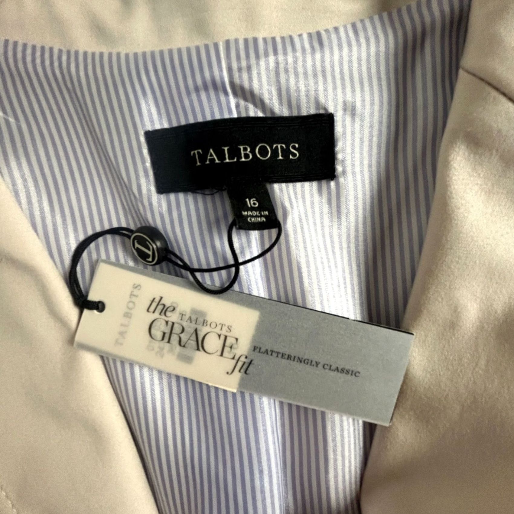 Talbots Talbots Womens Grace Fit Blazer Single-Breasted Size 16 Beige Lined Stretch Notch Regular A/B? Wait Size XXL / US 16-18 / IT 52-54 - 3 Thumbnail