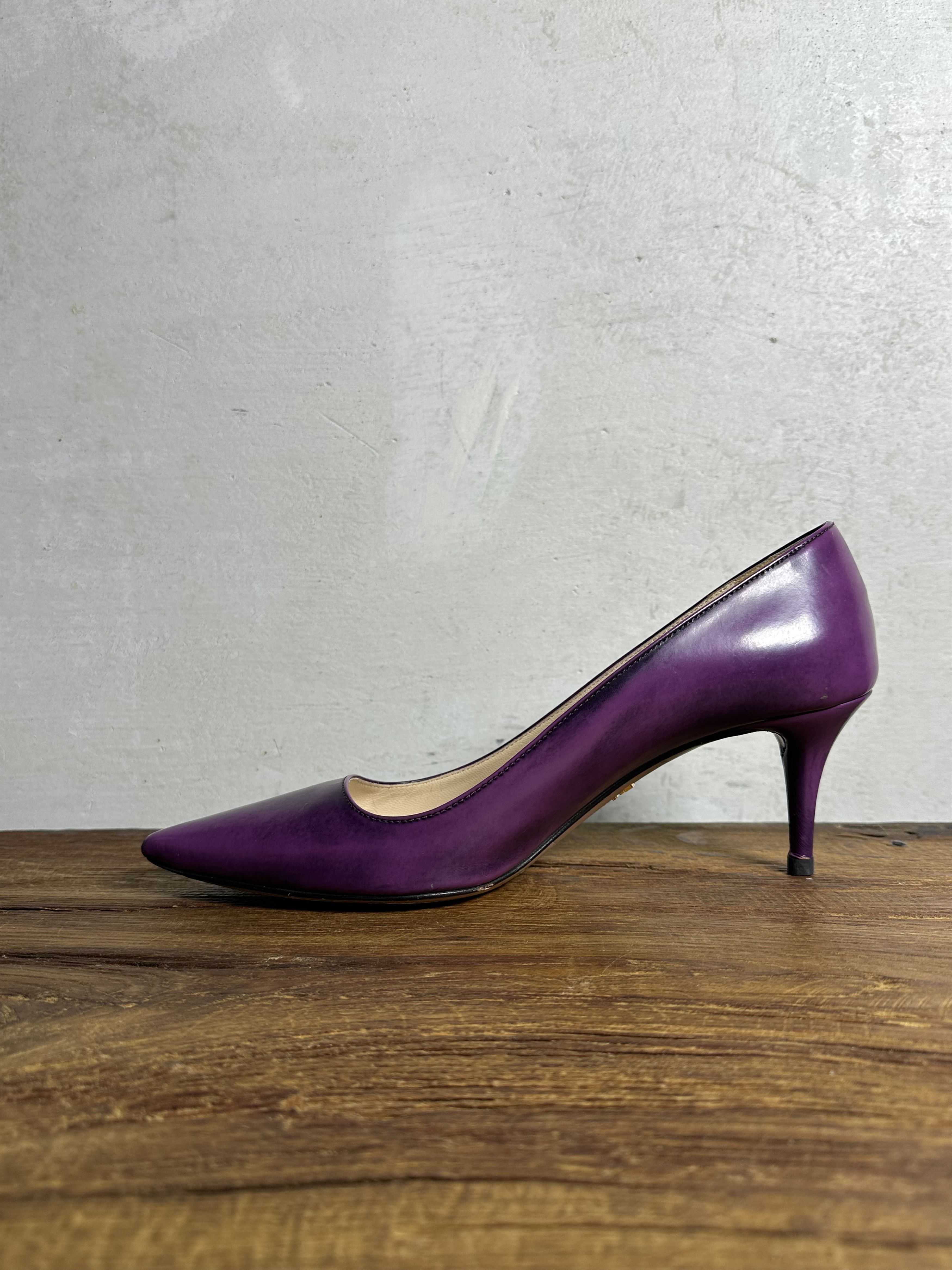 Prada Prada Kitten Heel Eggplant Patent Leather Shoes Size US 9 / IT 39 - 5 Thumbnail