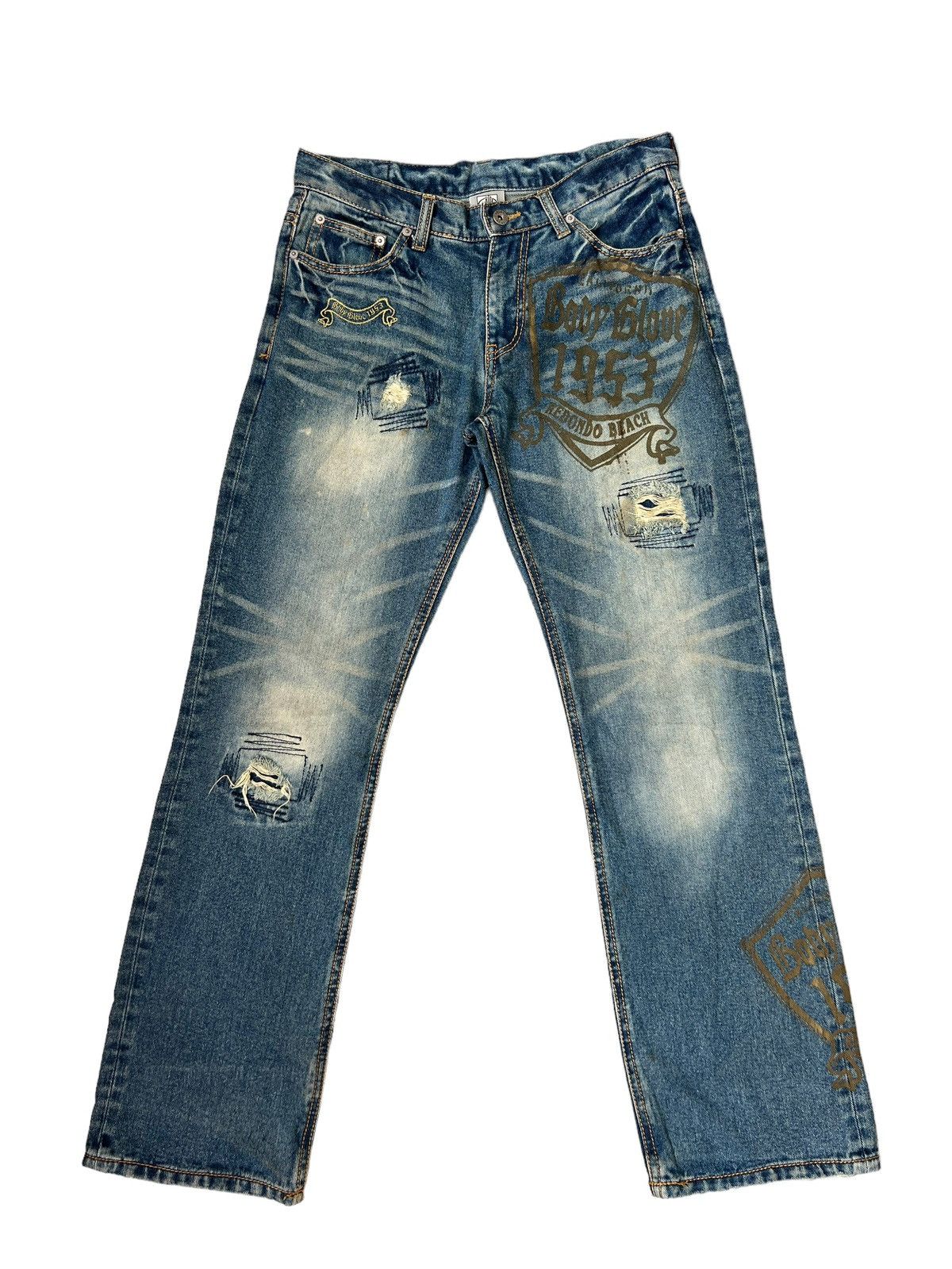 Body Glove Vintage Y2K Body Glove Distress Dirty Muddy Denim Jeans Size US 31 - 1 Thumbnail