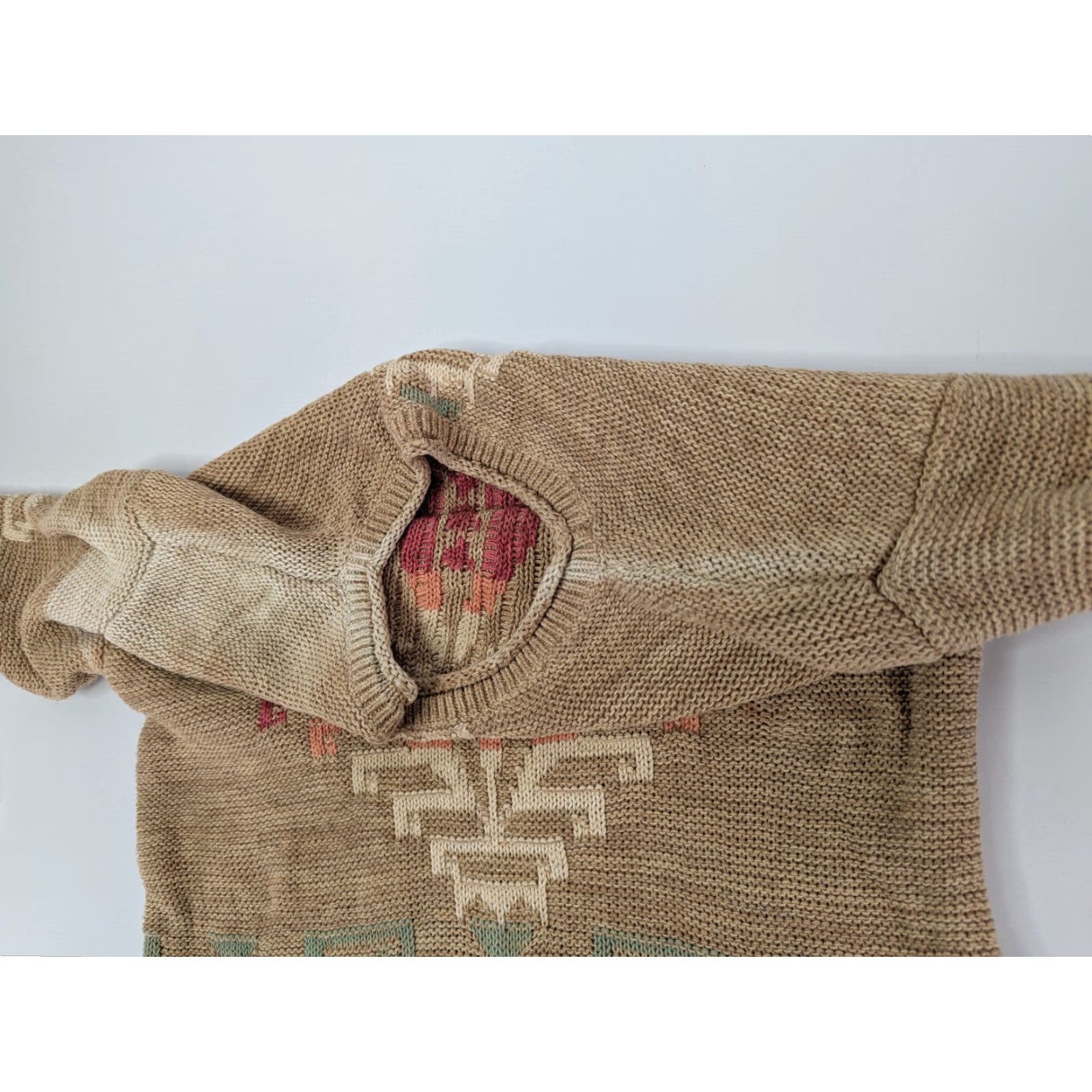 Ralph Lauren Lauren Ralph Lauren Southwest Aztec Tan Sweater Cotton Linen Blend Knit Size PM Size M / US 6-8 / IT 42-44 - 2 Thumbnail
