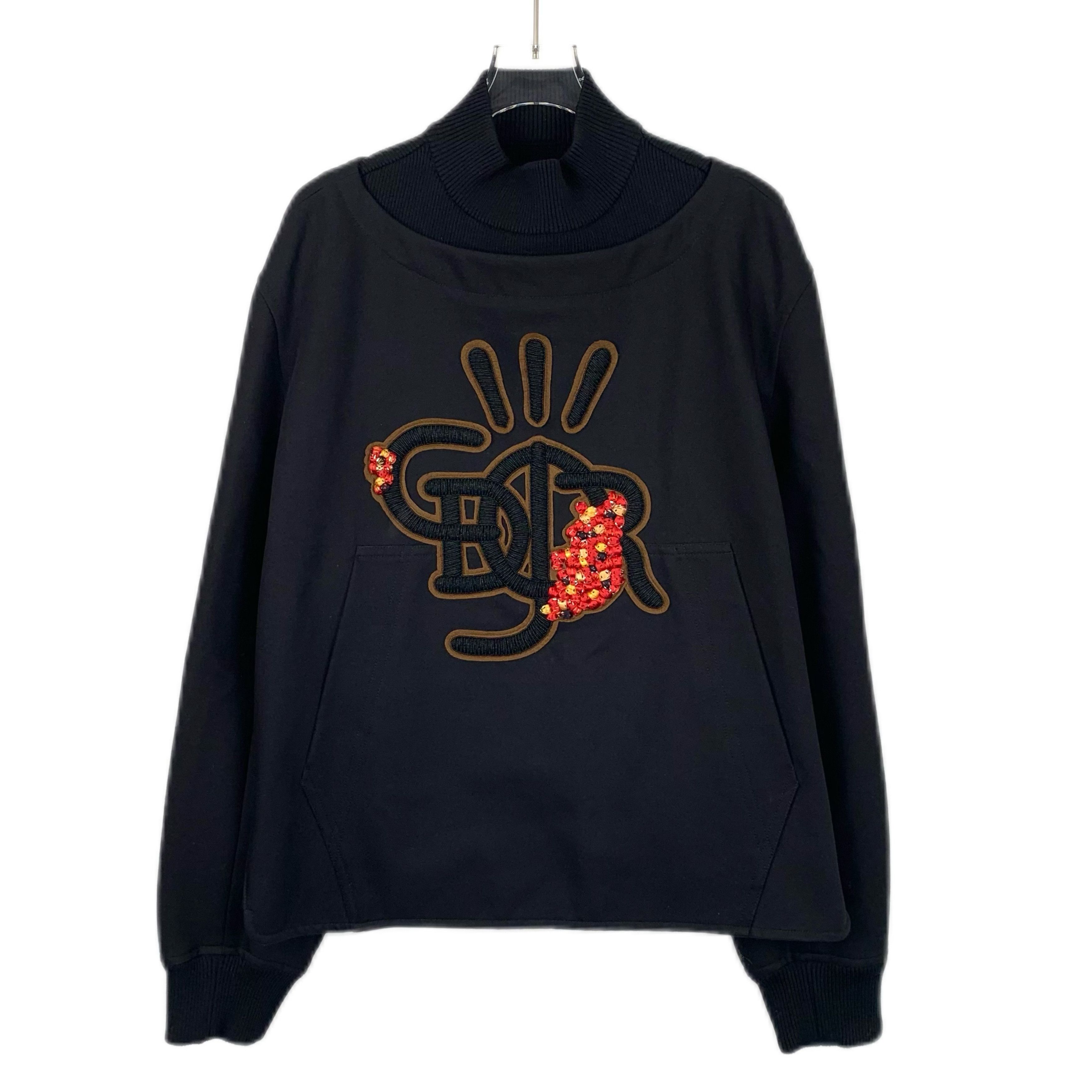 Dior Dior Black Embroidered Logo Cotton Turtleneck Sweatshirt M Size US M / EU 48-50 / 2 - 1 Thumbnail