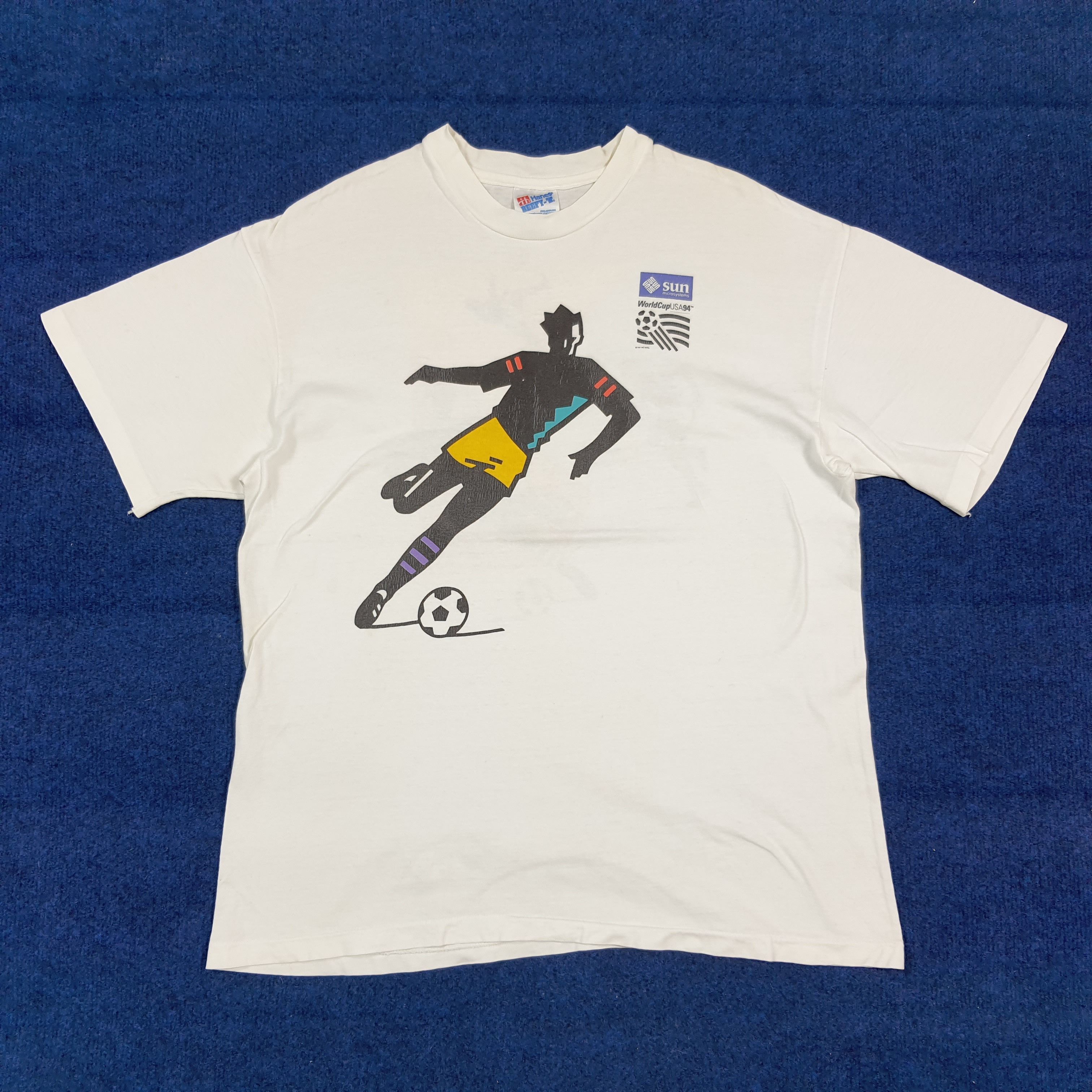 Hanes Vintage 90s World Cup USA 94 Soccer Tshirt C299N37 Size US L / EU 52-54 / 3 - 1 Thumbnail