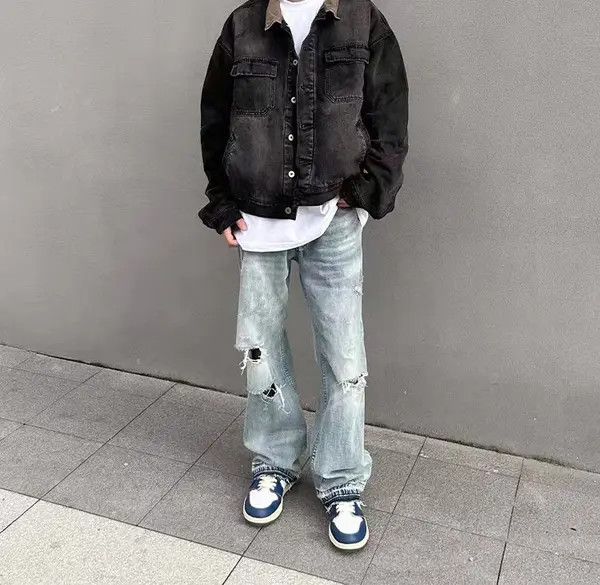 VIBE Vintage street hip-hop washed and faded ripped jeans Size US 34 / EU 50 - 8 Thumbnail