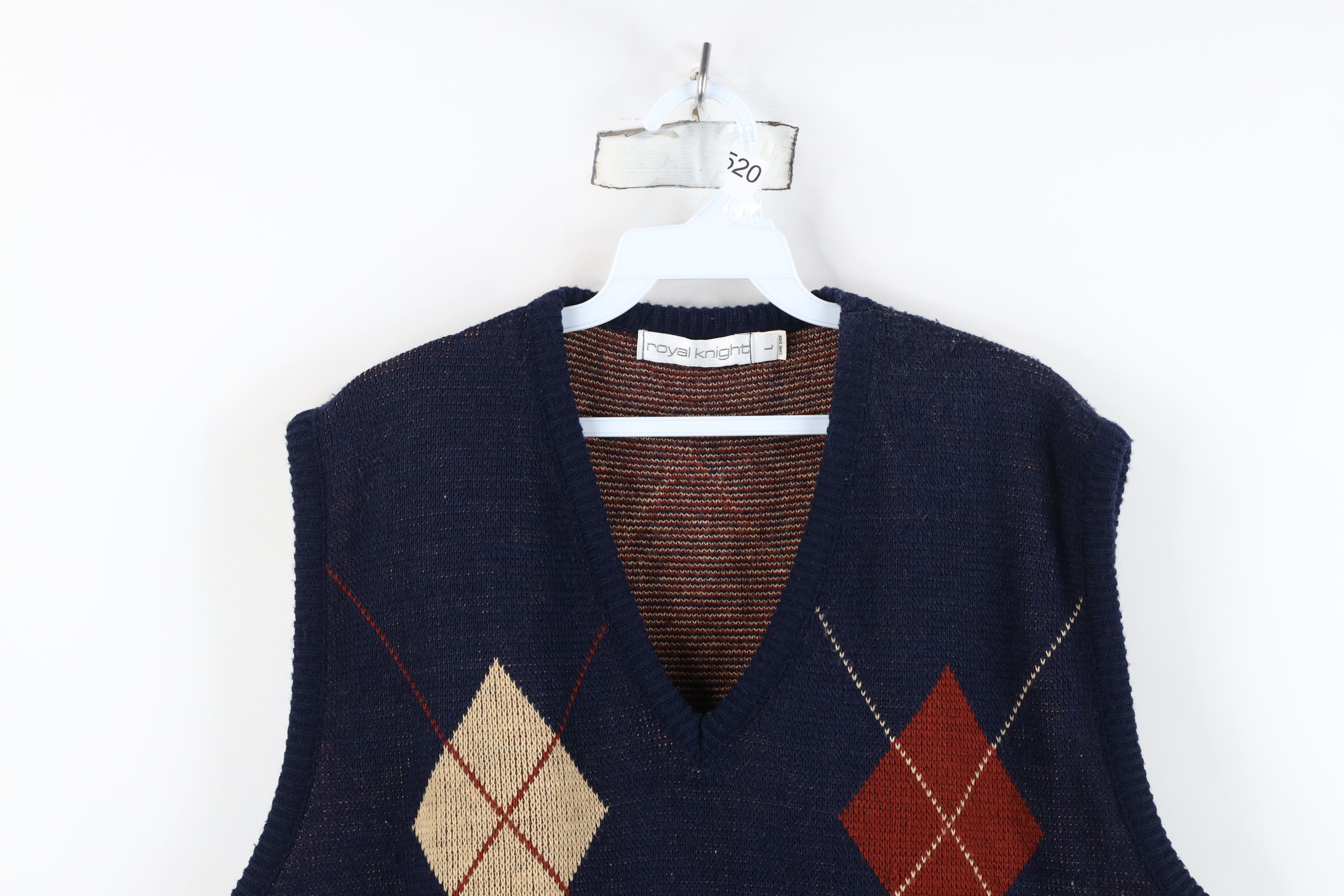Vintage Vintage 70s Streetwear Diamond Knit V-Neck Sweater Vest USA Size US L / EU 52-54 / 3 - 2 Thumbnail