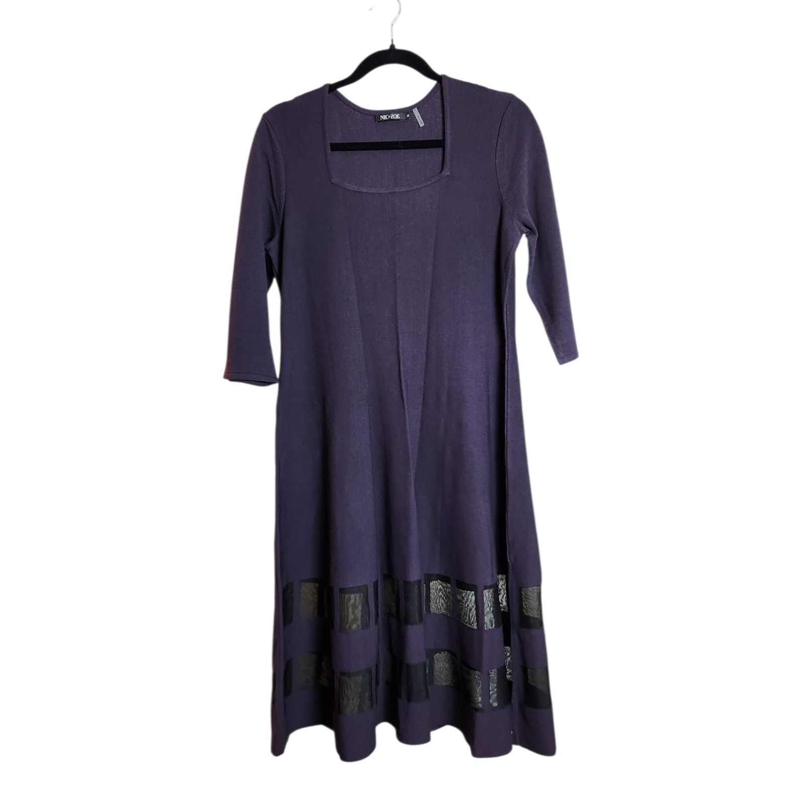 NIC+ZOE Nic + Zoe Dark Purple 3/4 Sleeve Midi Dress - Size Medium Size M / US 6-8 / IT 42-44 - 6 Thumbnail