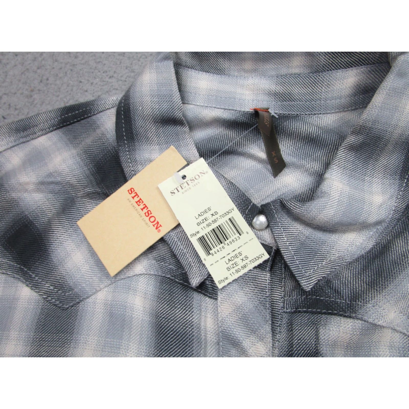 Stetson Stetson Shirt XS Gray Plaid Pearl Snap Western Button-Up 11-50-597-7033GY Womens Size XS / US 0-2 / IT 36-38 - 5 Thumbnail