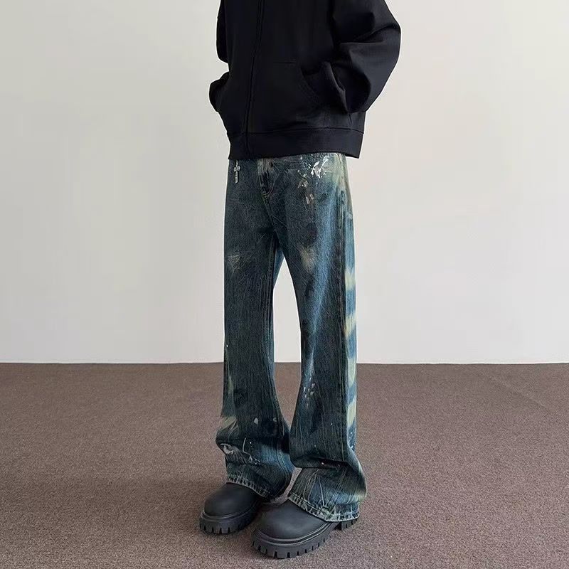 Vintage Washed distressed ink-splatter tie-dyed jeans Size US 32 / EU 48 - 1 Thumbnail