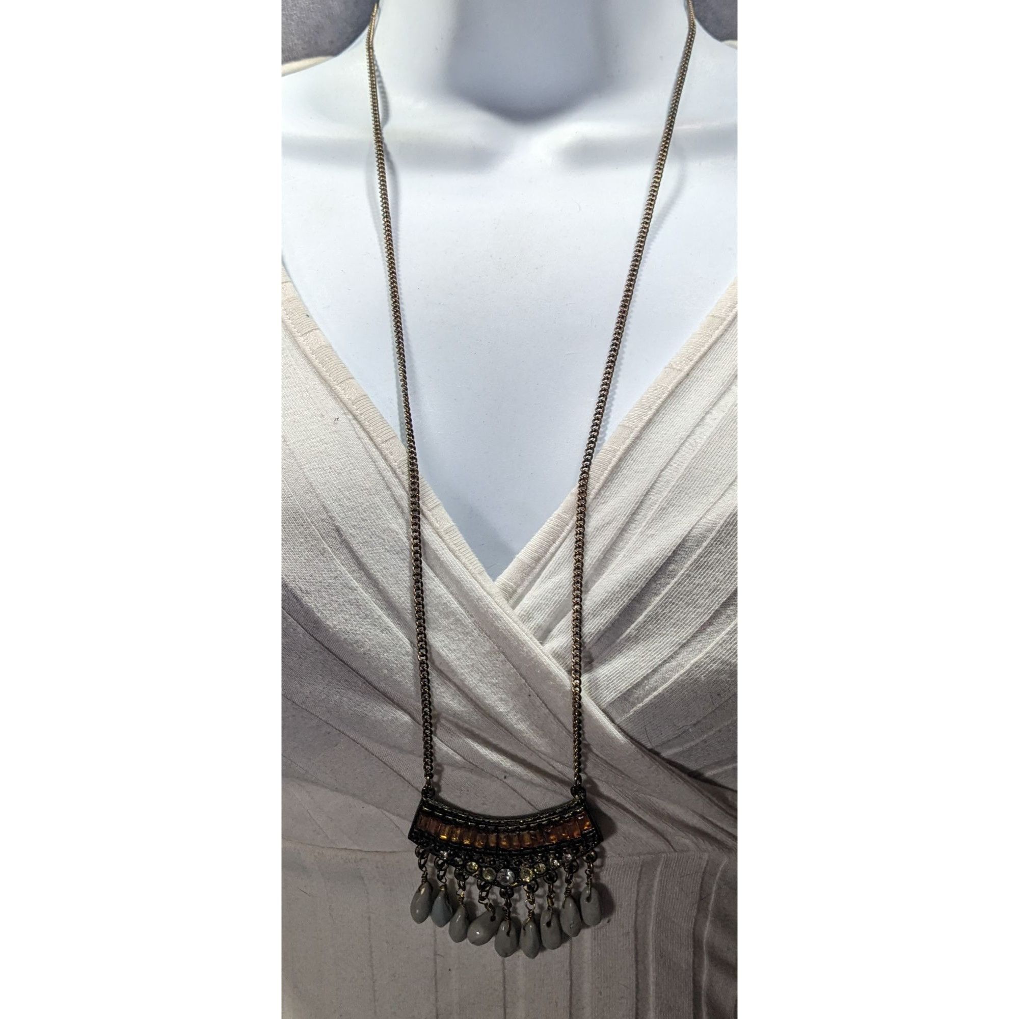 Other Bohemian Indie Rhinestone Gemmed Fringe Pendant Necklace Size ONE SIZE - 6 Thumbnail