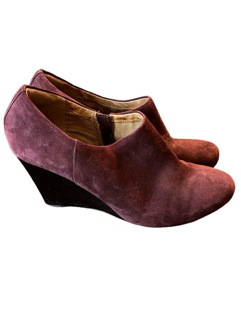 Clarks Clarks Purple Leather Booties Wedge Ankle Boots Zip Up 8.5 Size US 8.5 / IT 38.5 - 3 Thumbnail