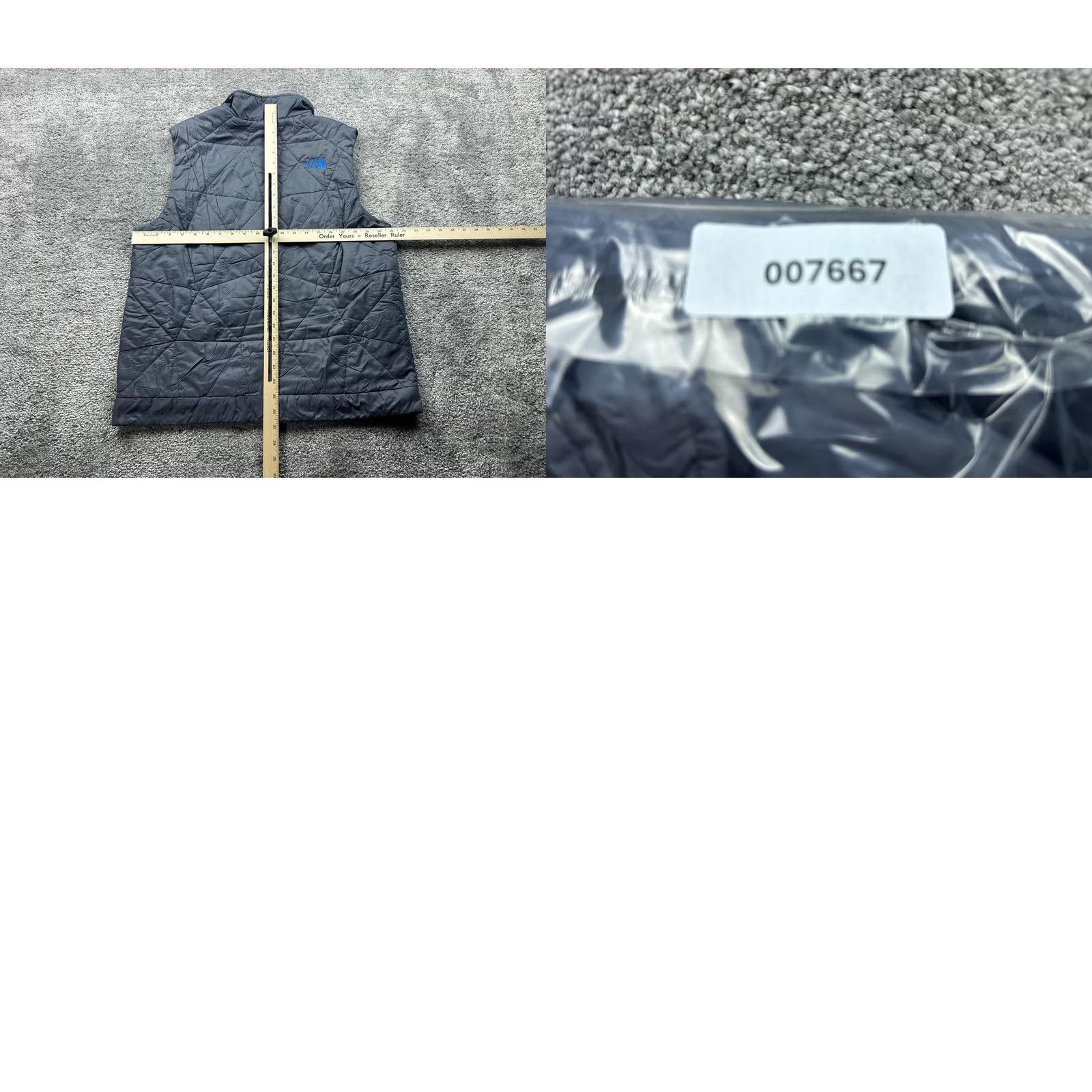 The North Face Vest Mens Large Gray Puffer Quilted Full Zip Insulated Lightweight