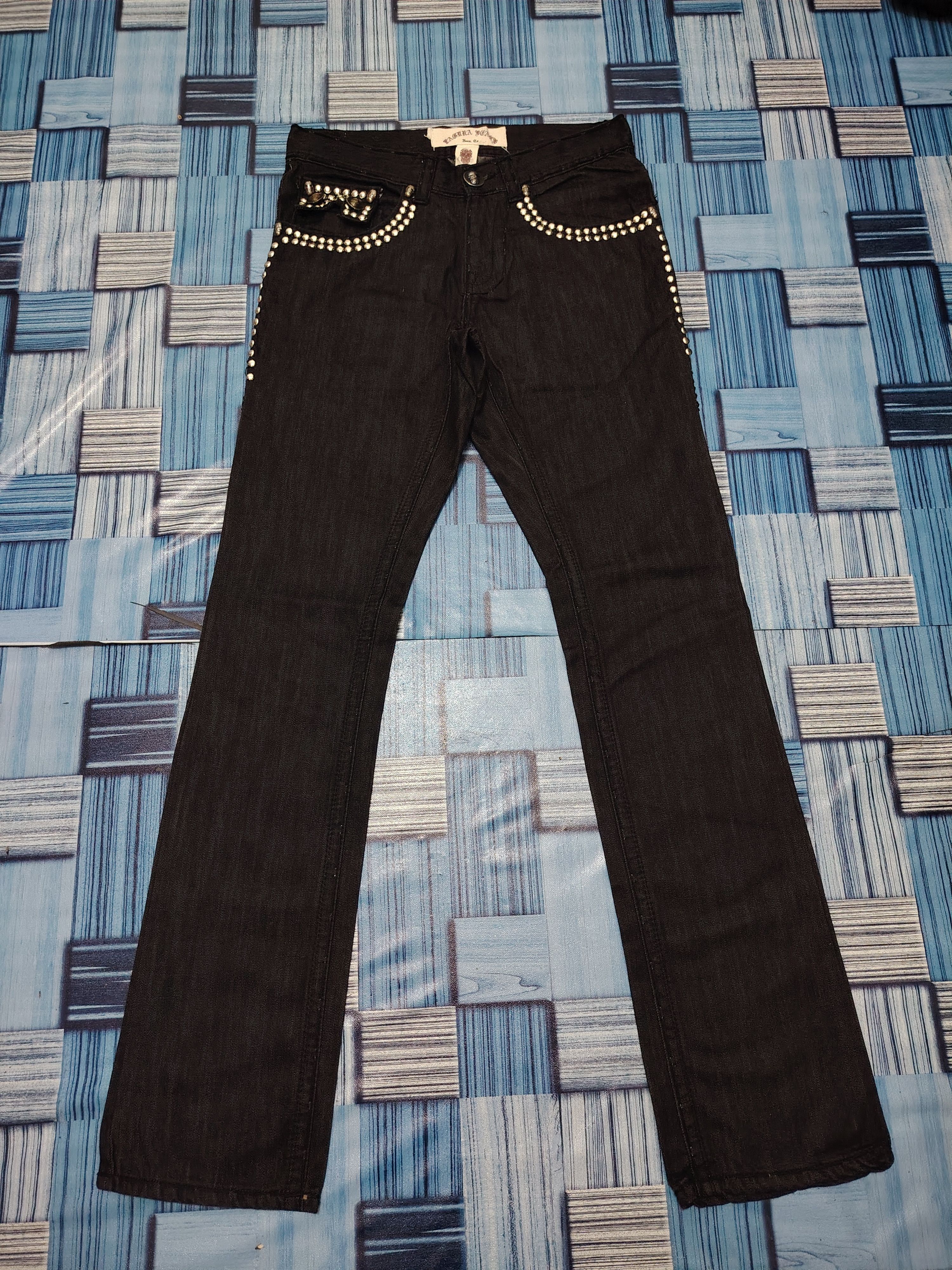 Affliction Rare! 90's Laguna Beach Crazy Jeans Button Affliction design Size US 31 - 3 Thumbnail