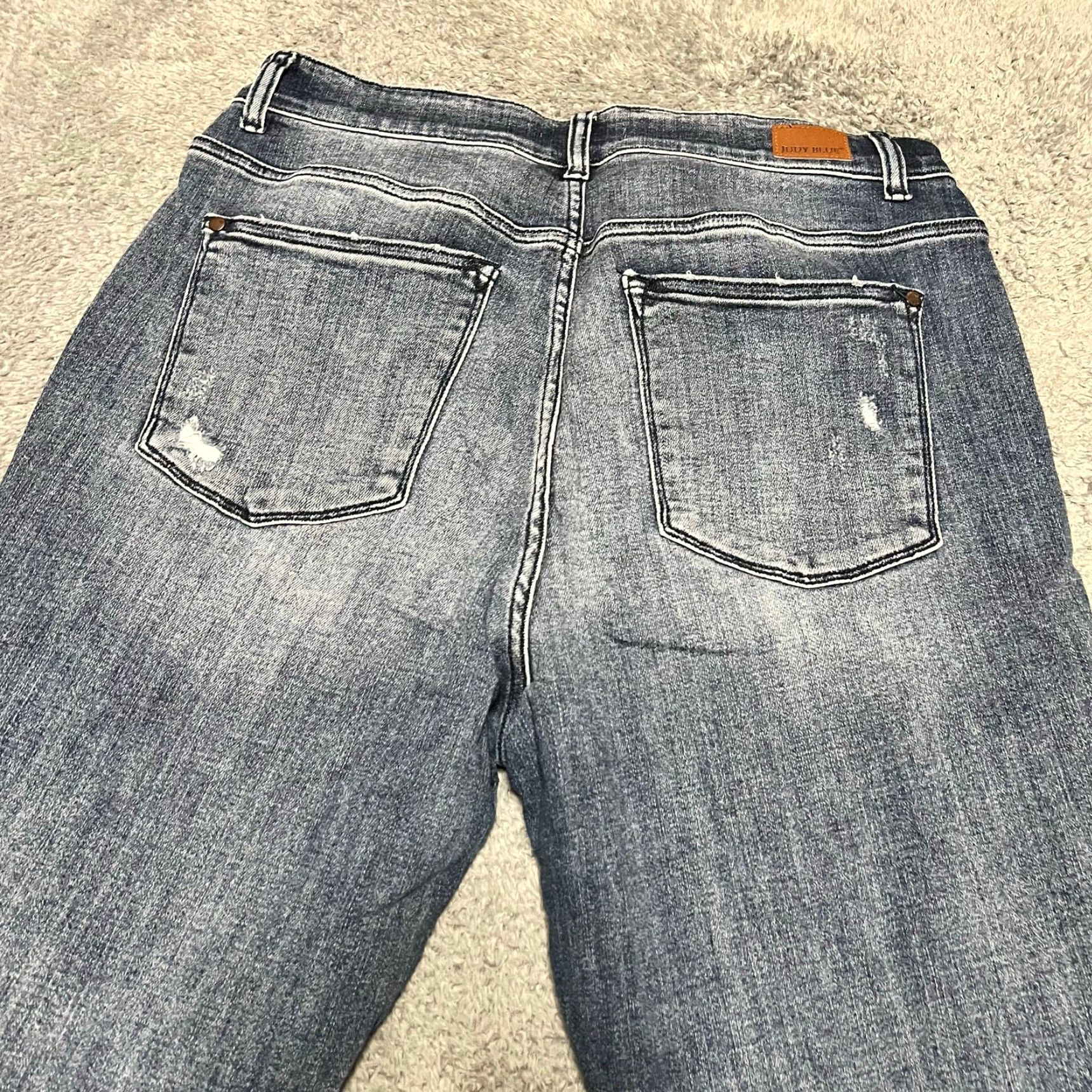 Vintage Judy Blue Jeans Womens 14W Boyfriend Distressed Stretch High Rise Blue 35x29 Girls Womens? Size 36" / US 14 / IT 50 - 3 Thumbnail