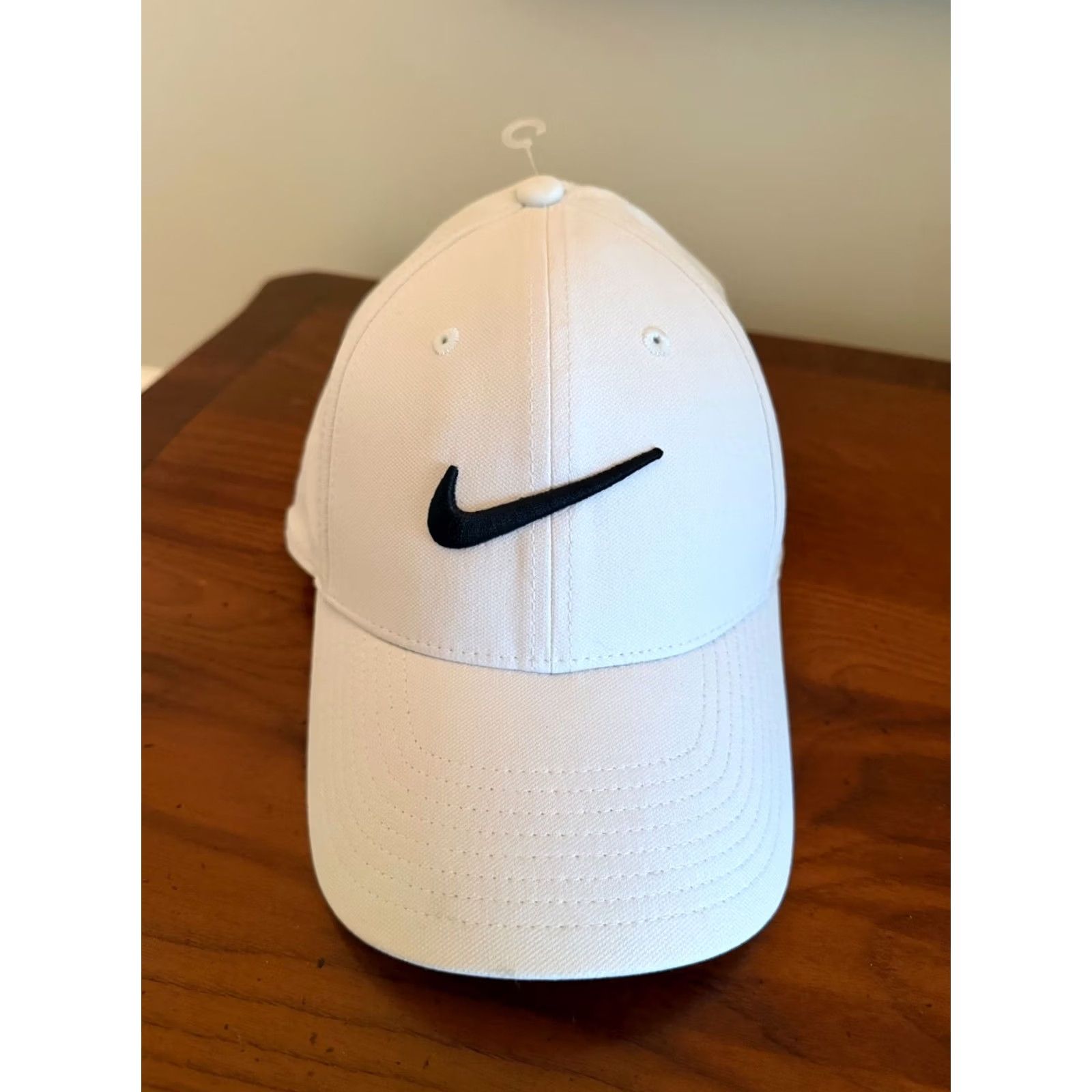 Nike Nike Hat Cap Strap Back S/M White Club Cap Swoosh Athletic Mens Polyester Golf Size ONE SIZE - 2 Thumbnail