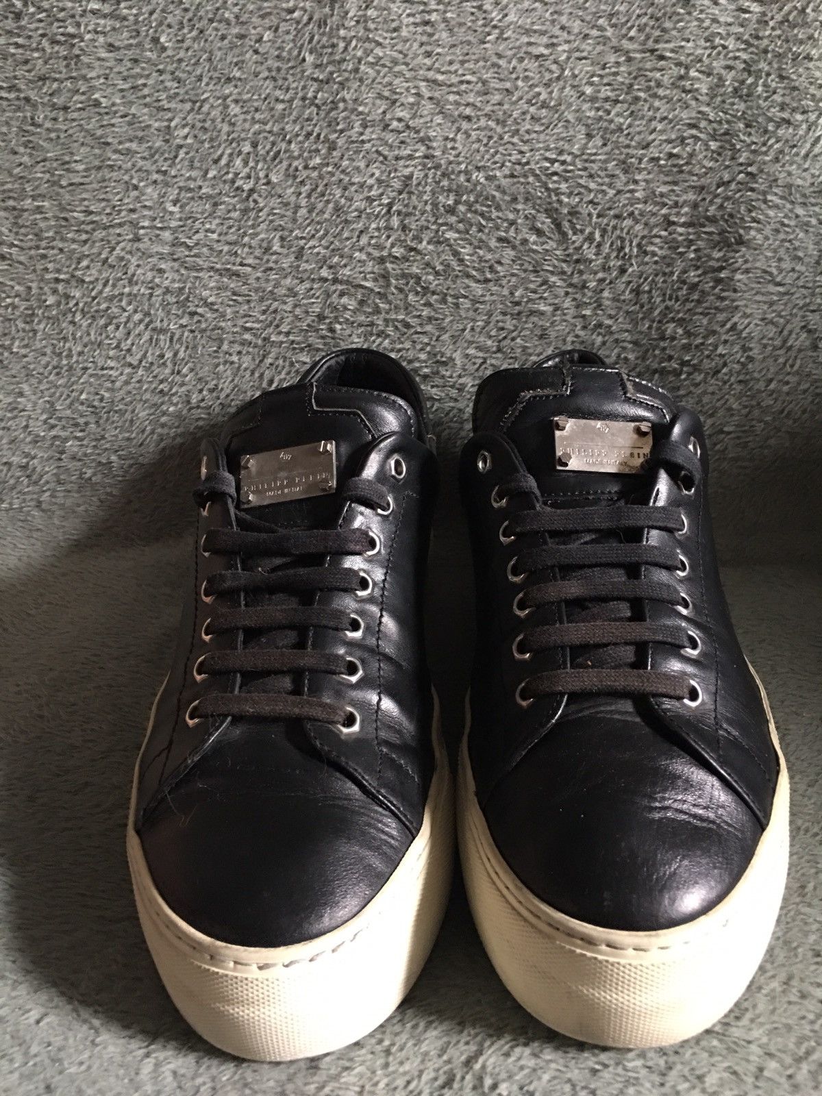 Philipp Plein Philipp Plein Black Leather Low-top Sneakers EU 41 Size US 8 / EU 41 - 6 Thumbnail