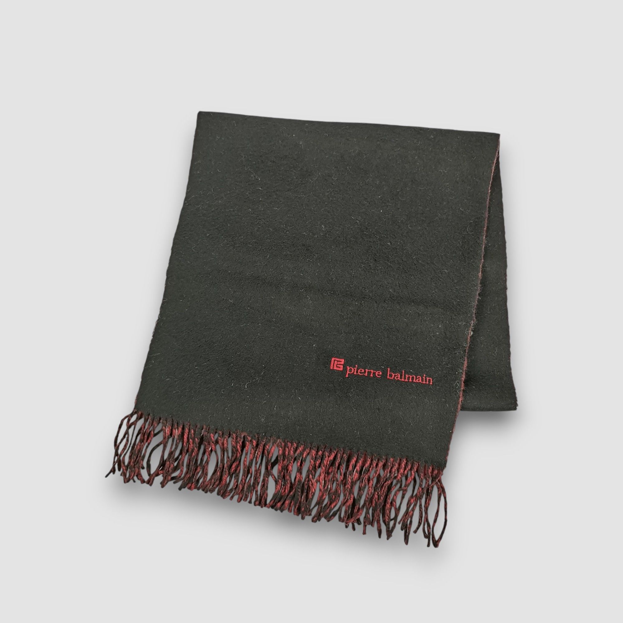 Japanese Brand Vintage Pierre Balmain Scarf Fringe Muffler Wool Scarves Size ONE SIZE - 1 Thumbnail