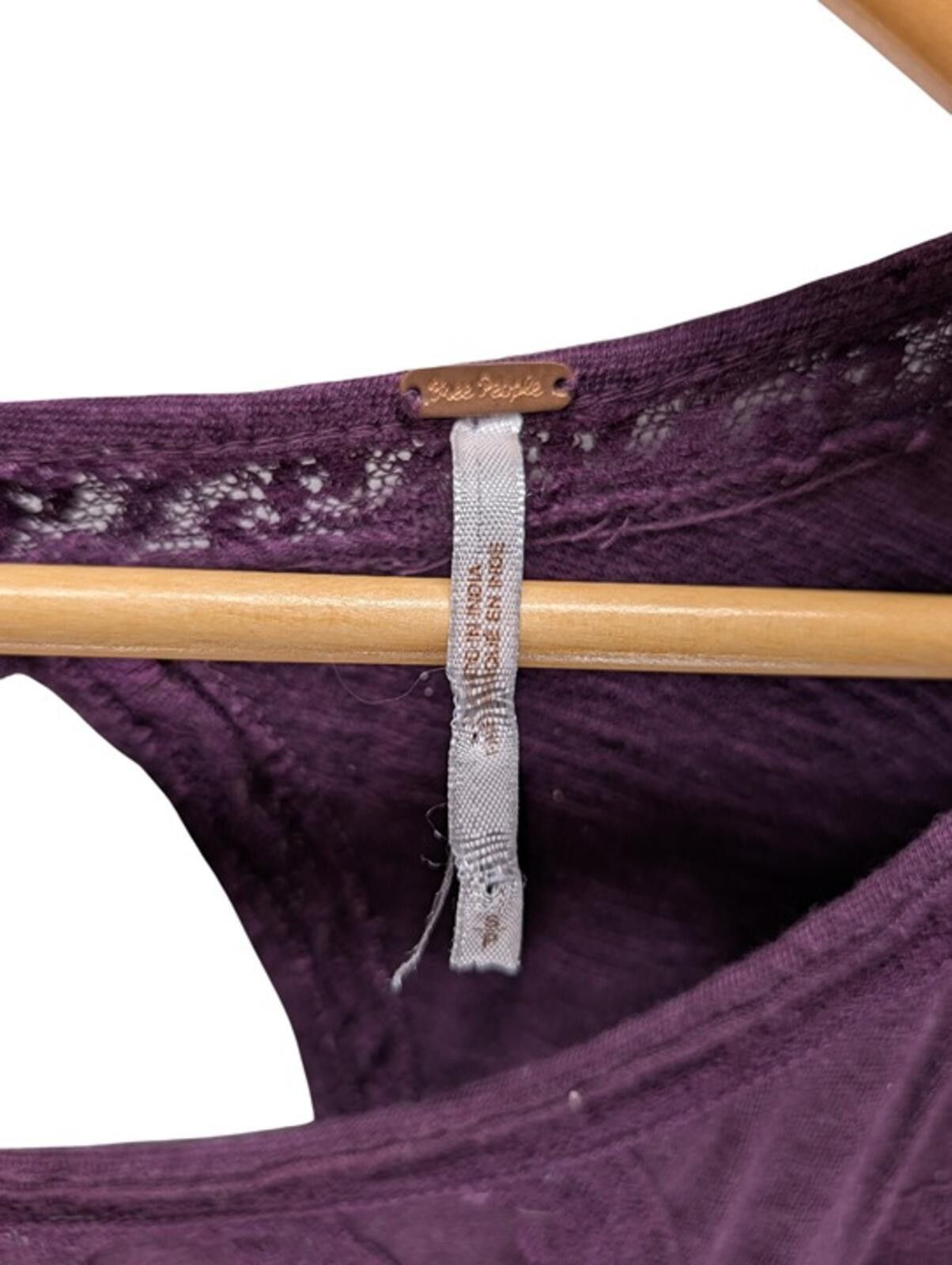 Free People Free People Purple Boho Tunic Top Keyhole Back Lace Trim S Size S / US 4 / IT 40 - 4 Thumbnail