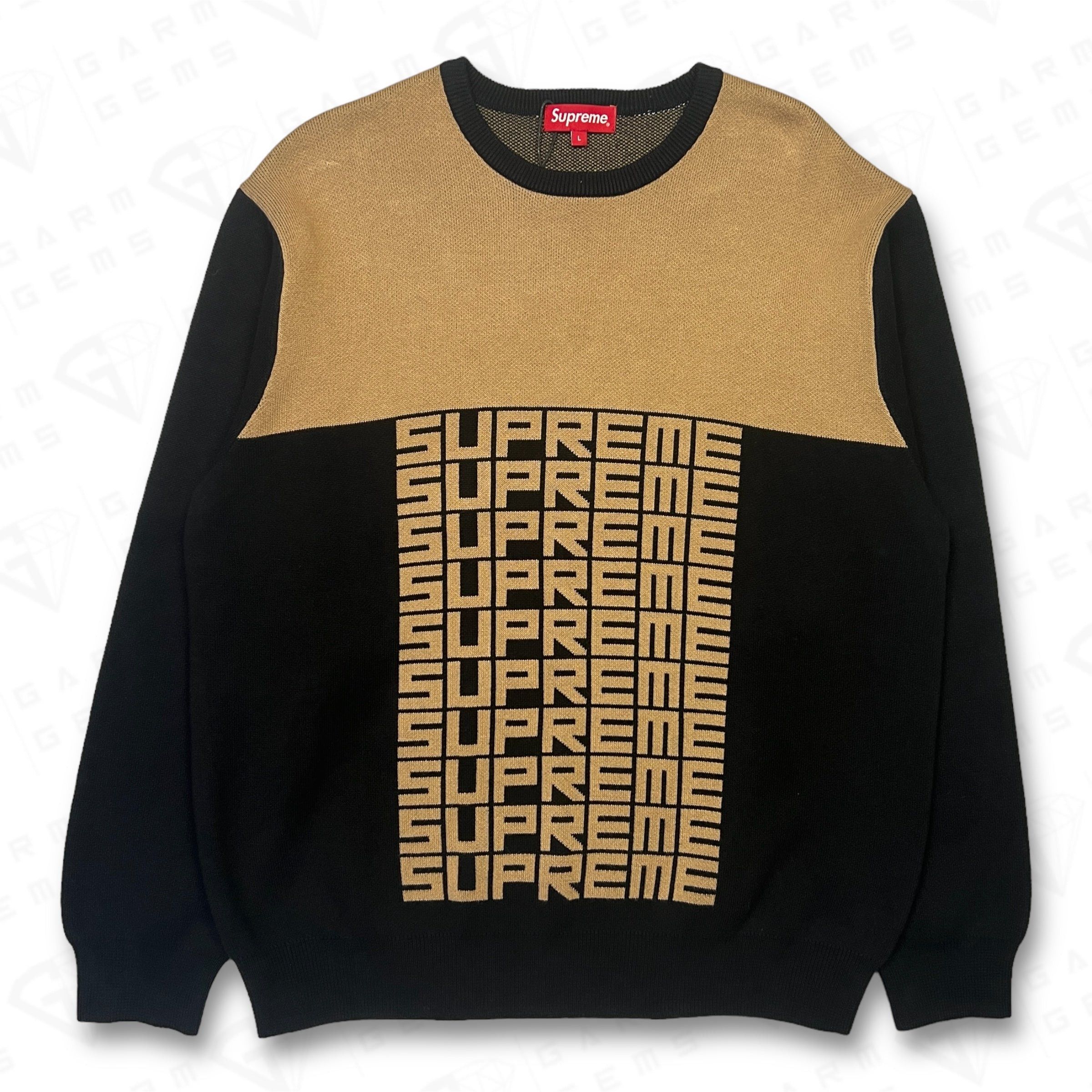 Supreme Logo Repeat Scarf Black / Tan Supreme x New Era Repeat