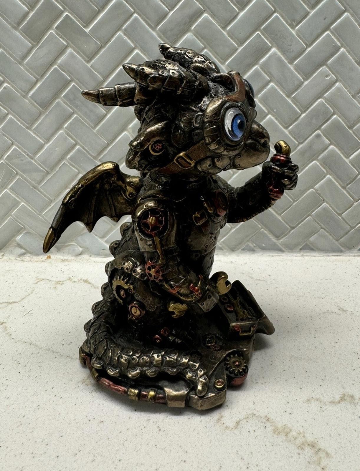 Designer Steampunk Tinkerer Blue eyed Dragon 2019 Veronese Figurine Size ONE SIZE - 2 Thumbnail