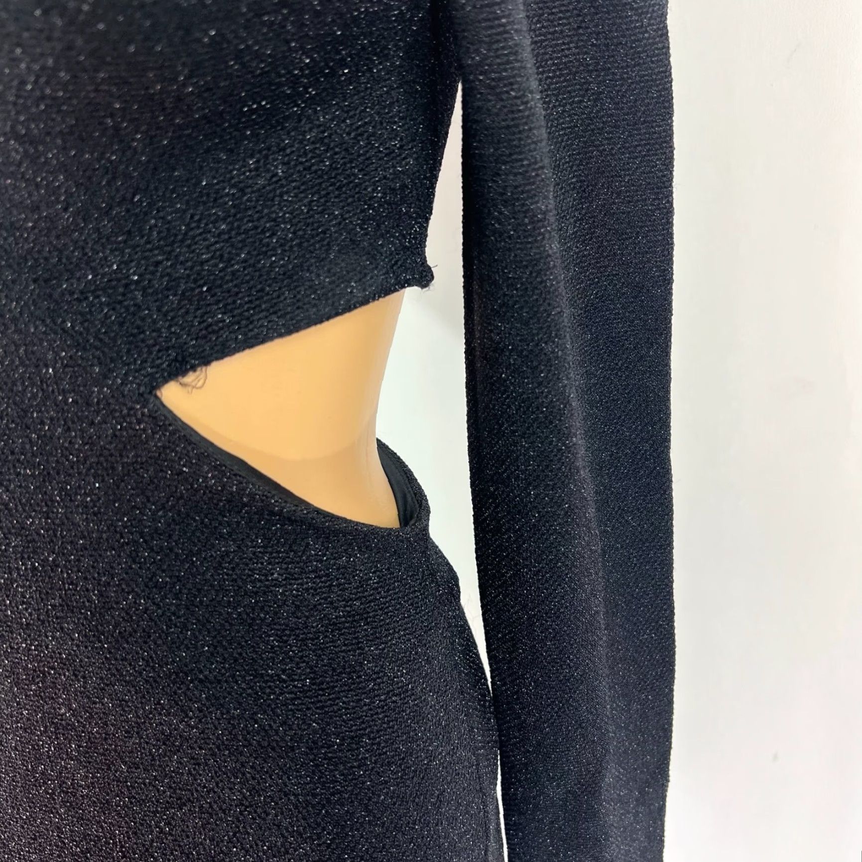 Express VINTAGE Express Long Sleeve Cut Out Dress Womens 2 Black Size XS / US 0-2 / IT 36-38 - 6 Thumbnail