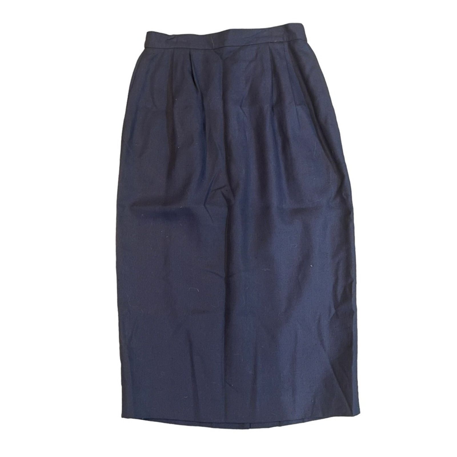 Talbots Talbots Petites Skirt Womens 6P Navy Blue Pleated Midi Size 28" / US 6 / IT 42 - 2 Thumbnail