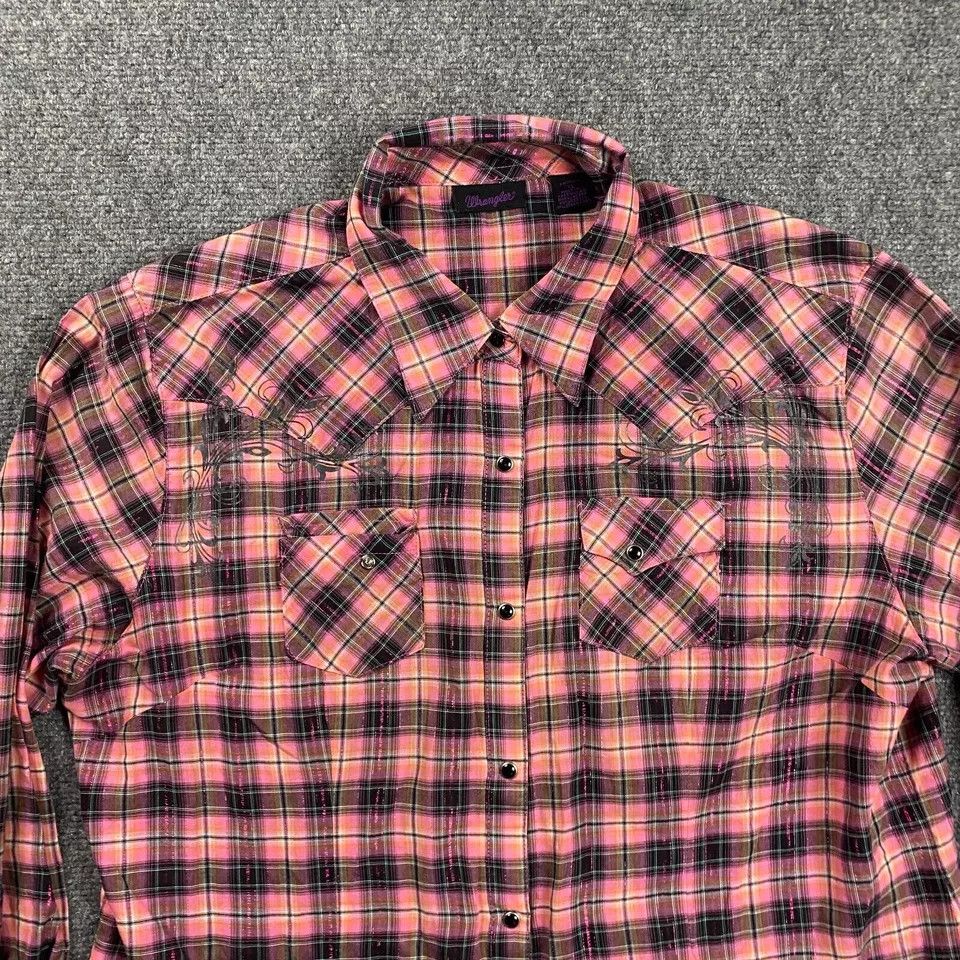 Wrangler Wrangler Shirt Womens XL Plaid Pearl Snap Western Cowgirl Size XL / US 12-14 / IT 48-50 - 2 Thumbnail