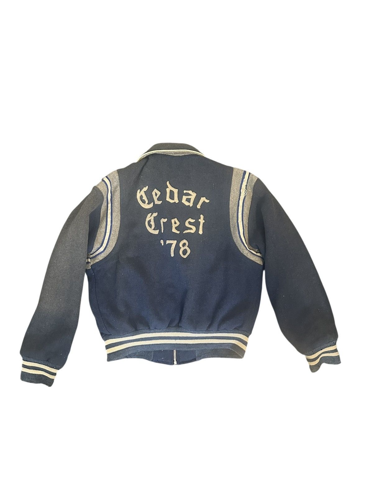 Vintage Vintage 70s Varsity Jacket Navy Wool Cropped Zip Up Size US S / EU 44-46 / 1 - 3 Thumbnail