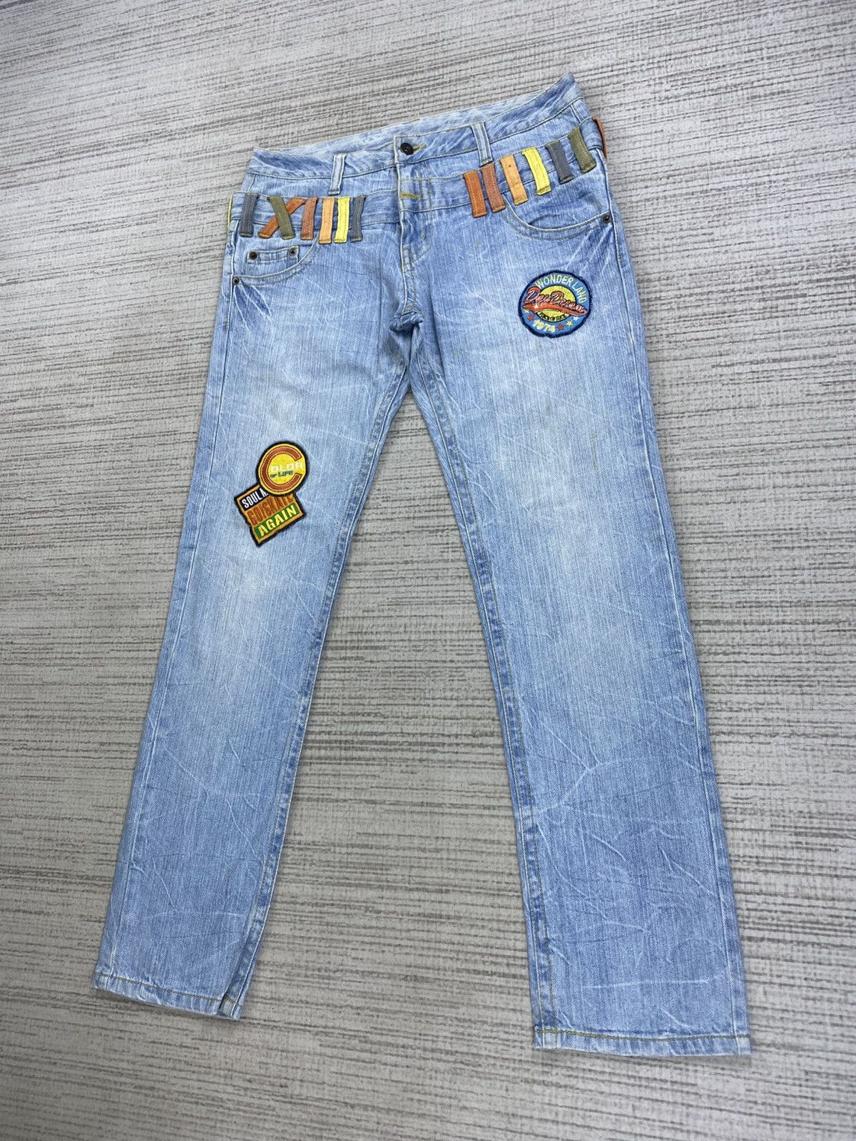 Japanese Brand Vintage Wonderland Double Waist Patchwork Denim Pants Size US 32 / EU 48 - 4 Thumbnail