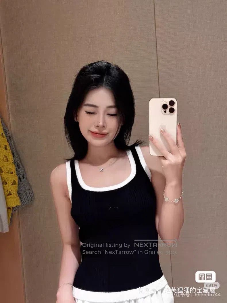 Chanel Chanel Black and white-edged hollow double C knitted vest Size XS / US 0-2 / IT 36-38 - 6 Thumbnail