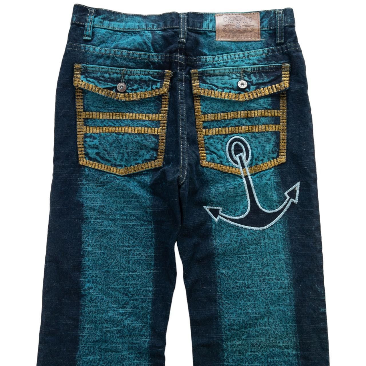 Vintage Campus Blue Dyed Strip Denim Jeans Size W30