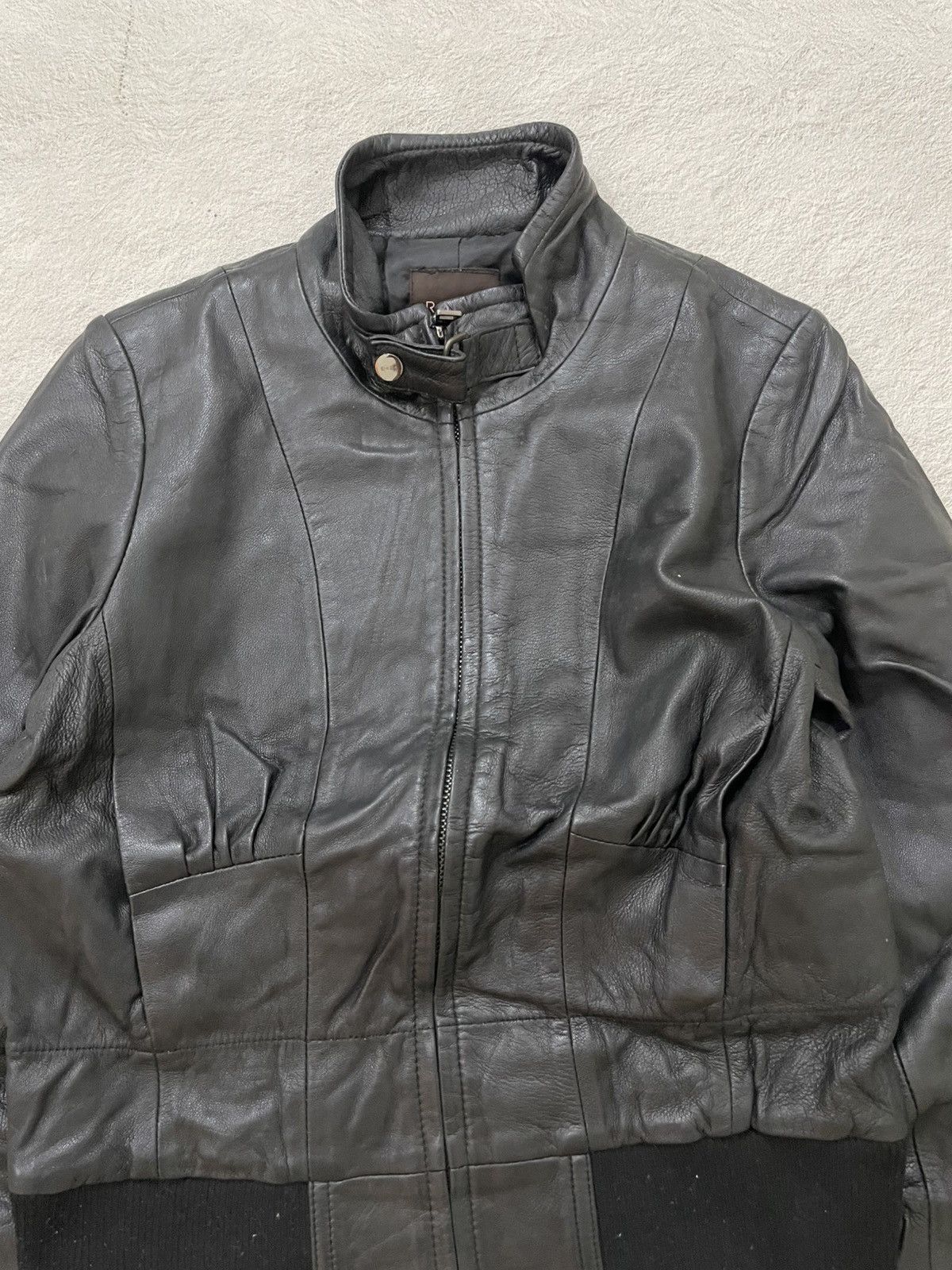 If Six Was Nine 2000s Japan Leather Boxy Jacket Ribbed Moto ifsix LGB Italy Size US XS / EU 42 / 0 - 3 Thumbnail