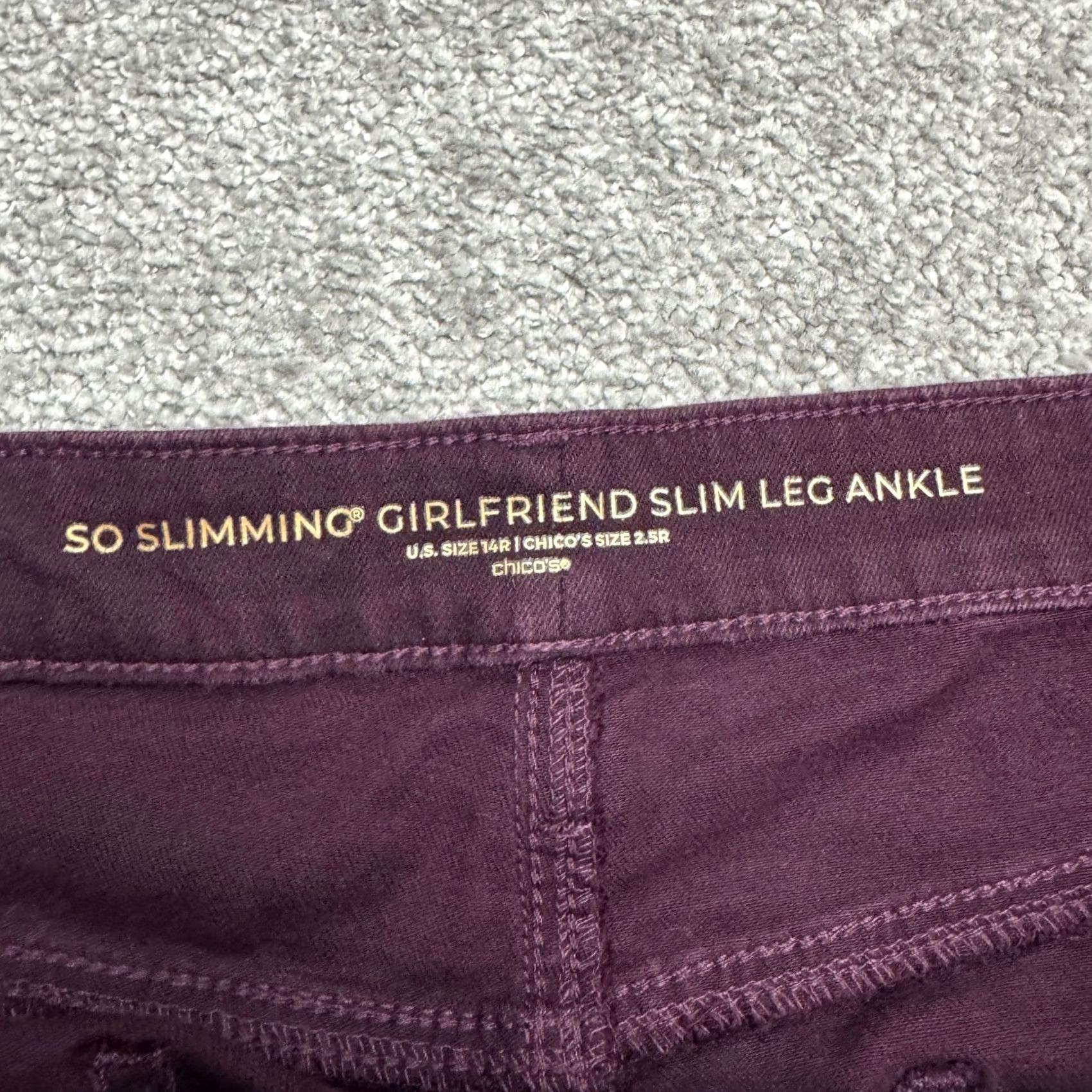 Vintage Chico's So Slimming Girlfriend Slim Leg Ankle Jeans Women 14R Red Size 36" / US 14 / IT 50 - 6 Thumbnail