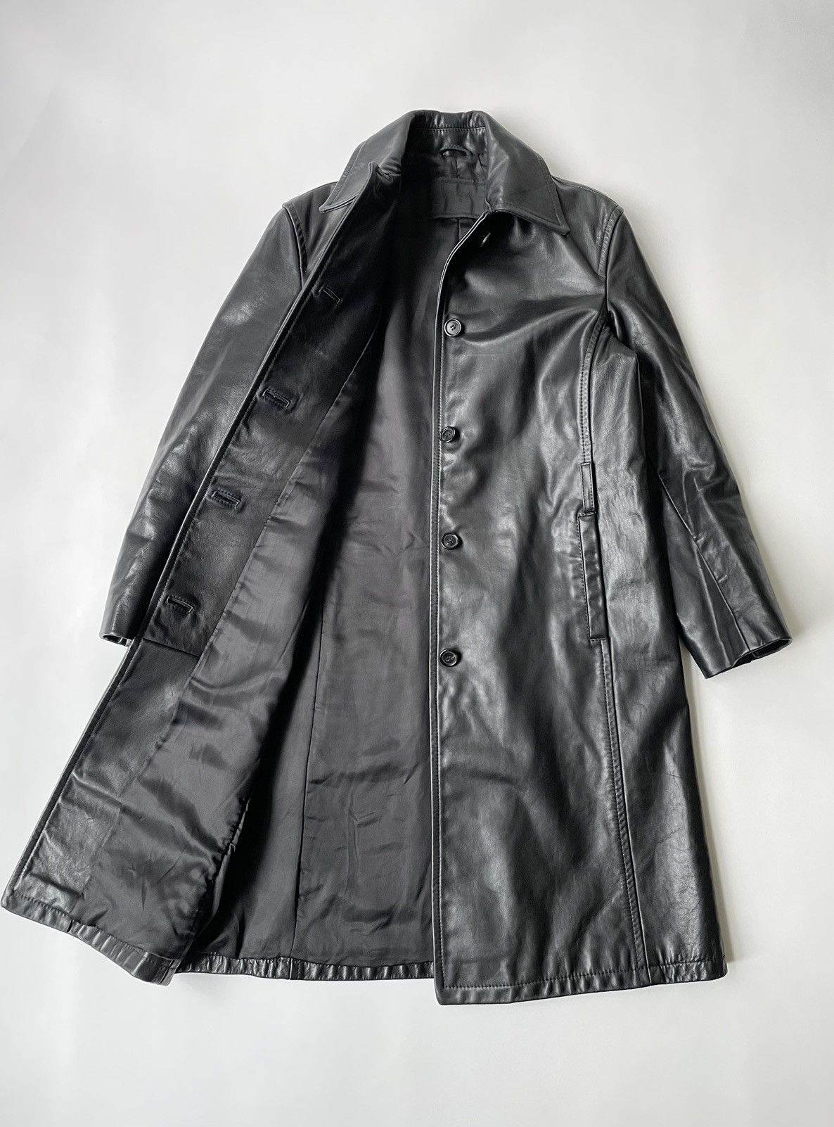 Prada A/W 2000 Black Leather Overcoat Size S / US 4 / IT 40 - 8 Thumbnail