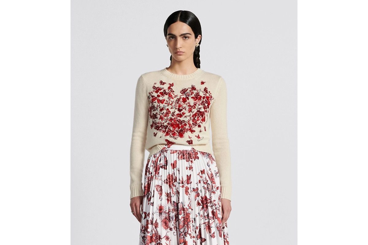 Dior o1bcso1str0225 Embroidered Sweater in Ecru/Red Size S / US 4 / IT 40 - 4 Thumbnail