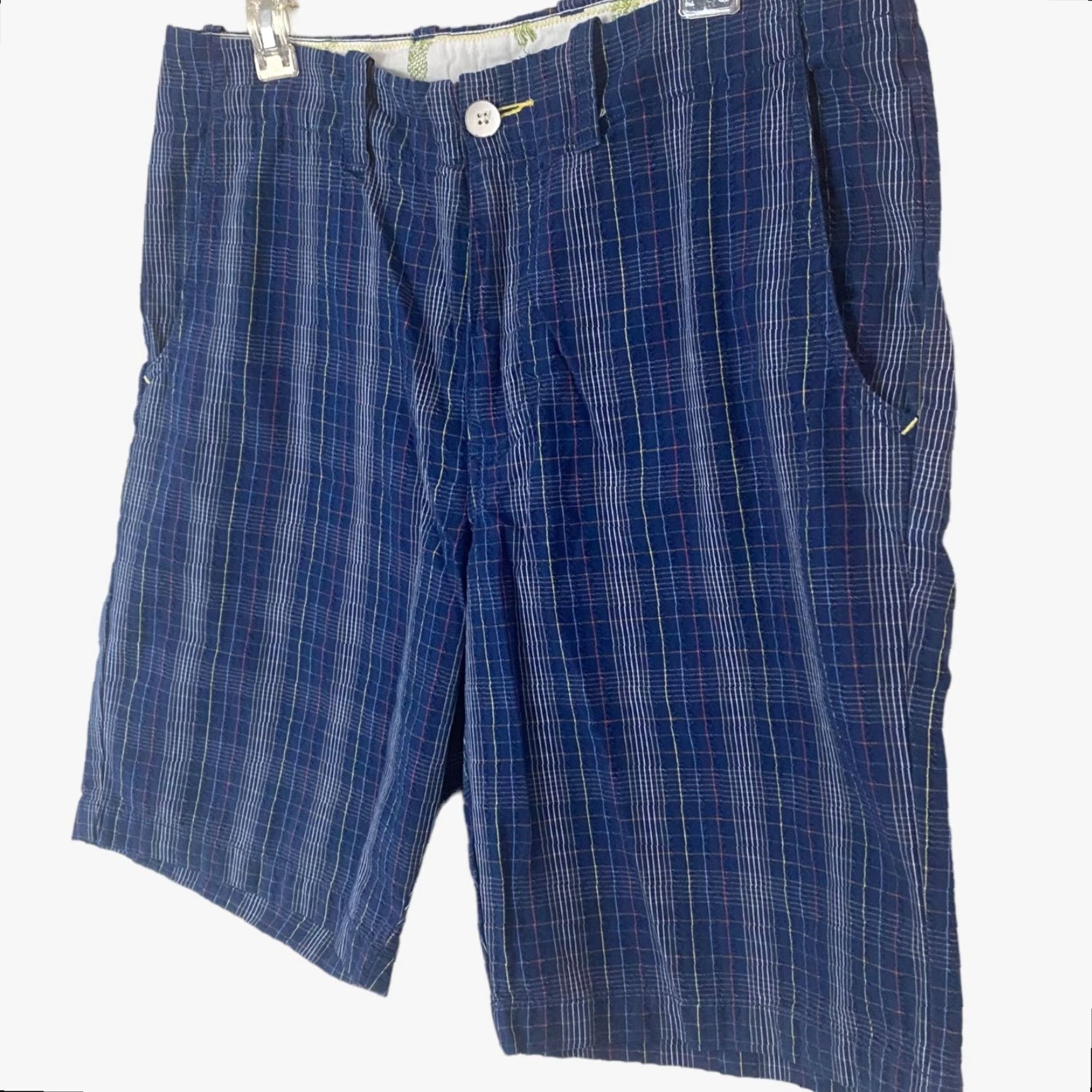 Tommy Bahama VINTAGE Tommy Bahama Relax Seersucker Flat Front Shorts Blue Plaid Mens Size 32 Size US 32 / EU 48 - 2 Thumbnail