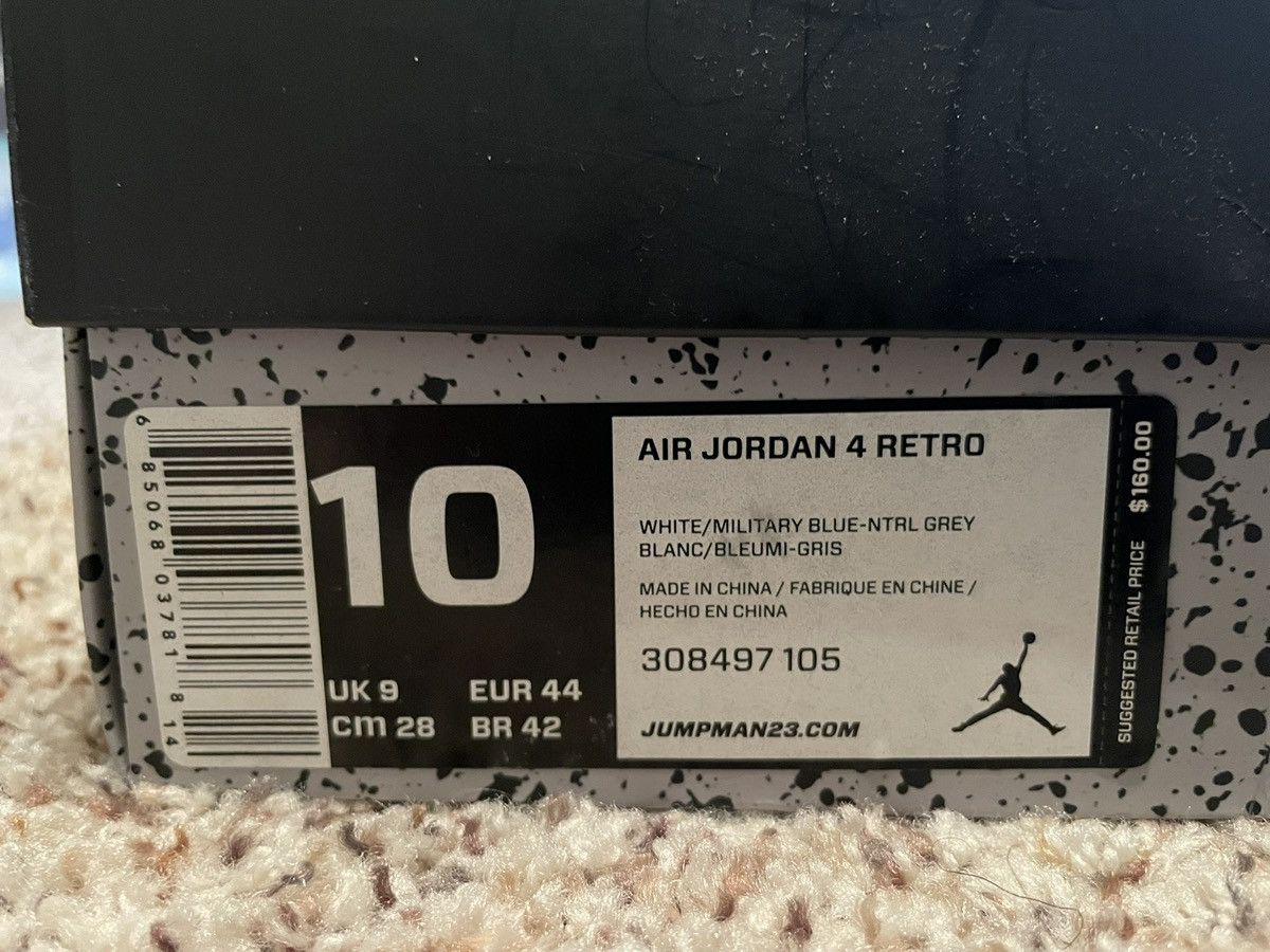 Jordan Brand Air Jordan 4 Retro Military Blue Color Way 2012 Size US 10 / EU 43 - 7 Thumbnail