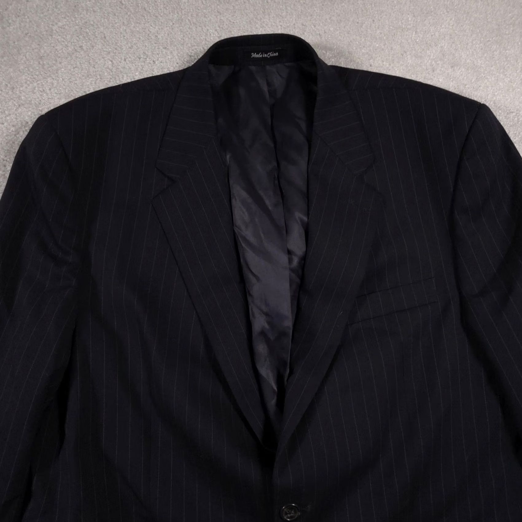 Chaps Chaps Blazer Mens 44R Blue Pinstripe Wool Suit Jacket Formal Lined Two-Button Notch Lapel Regular Chest Pocket Front Pockets Size 44R - 3 Thumbnail