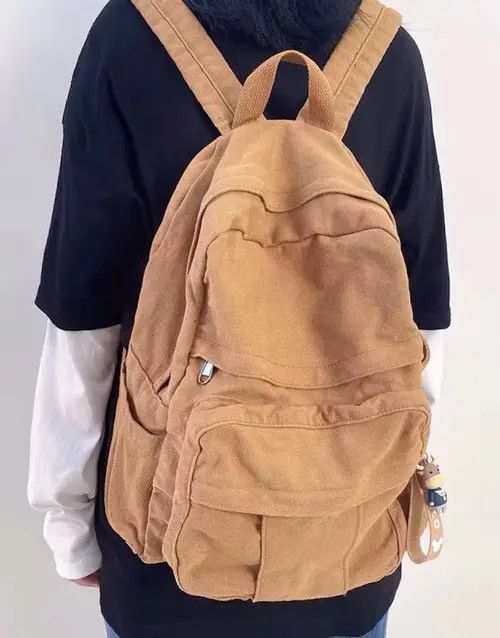Japanese Brand Retro y2k canvas backpack aesthetic Size ONE SIZE - 2 Thumbnail