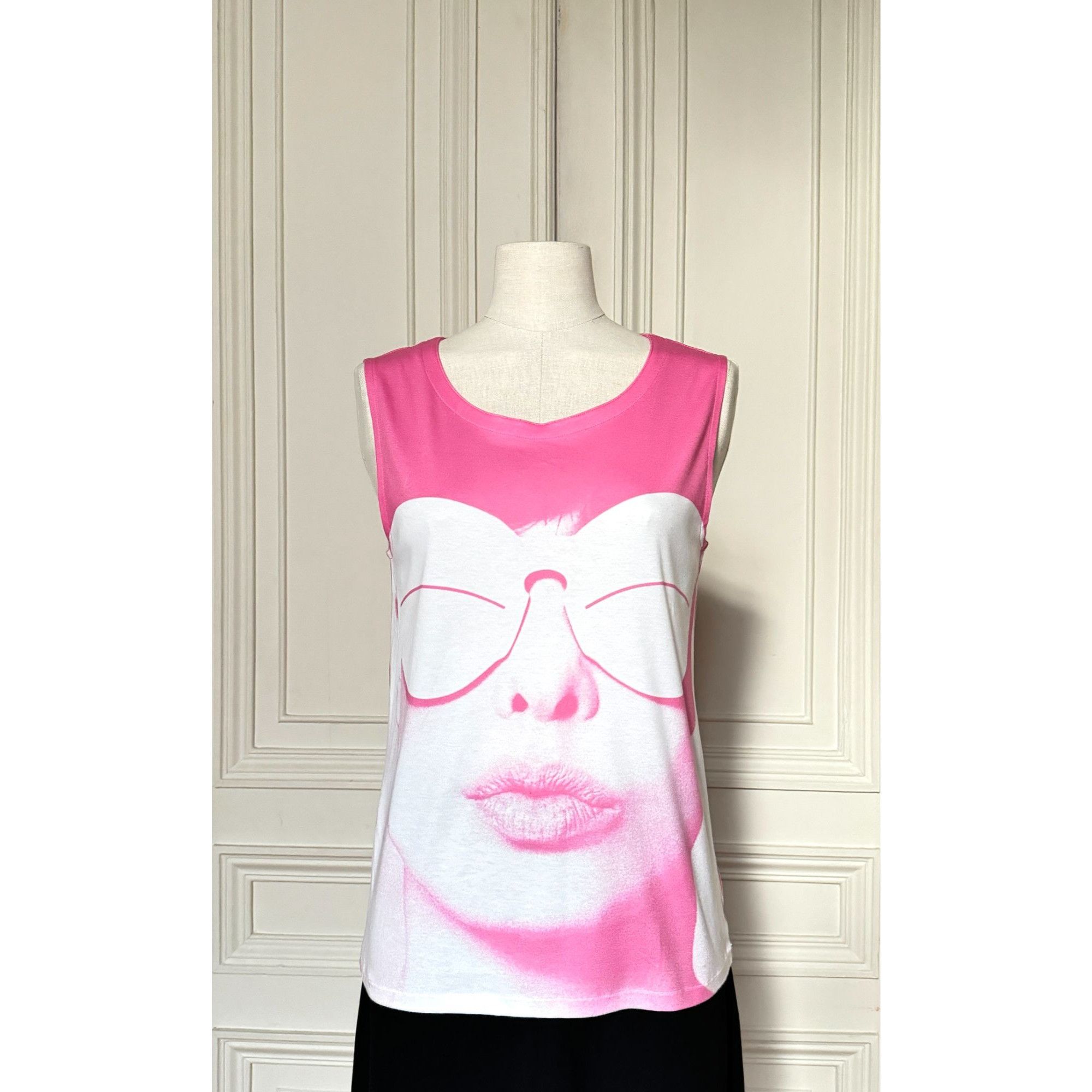 Courreges Pink “Eskimo Sunglasses” Tank Top + Sheer Pink Hoodie Size M / US 6-8 / IT 42-44 - 2 Thumbnail