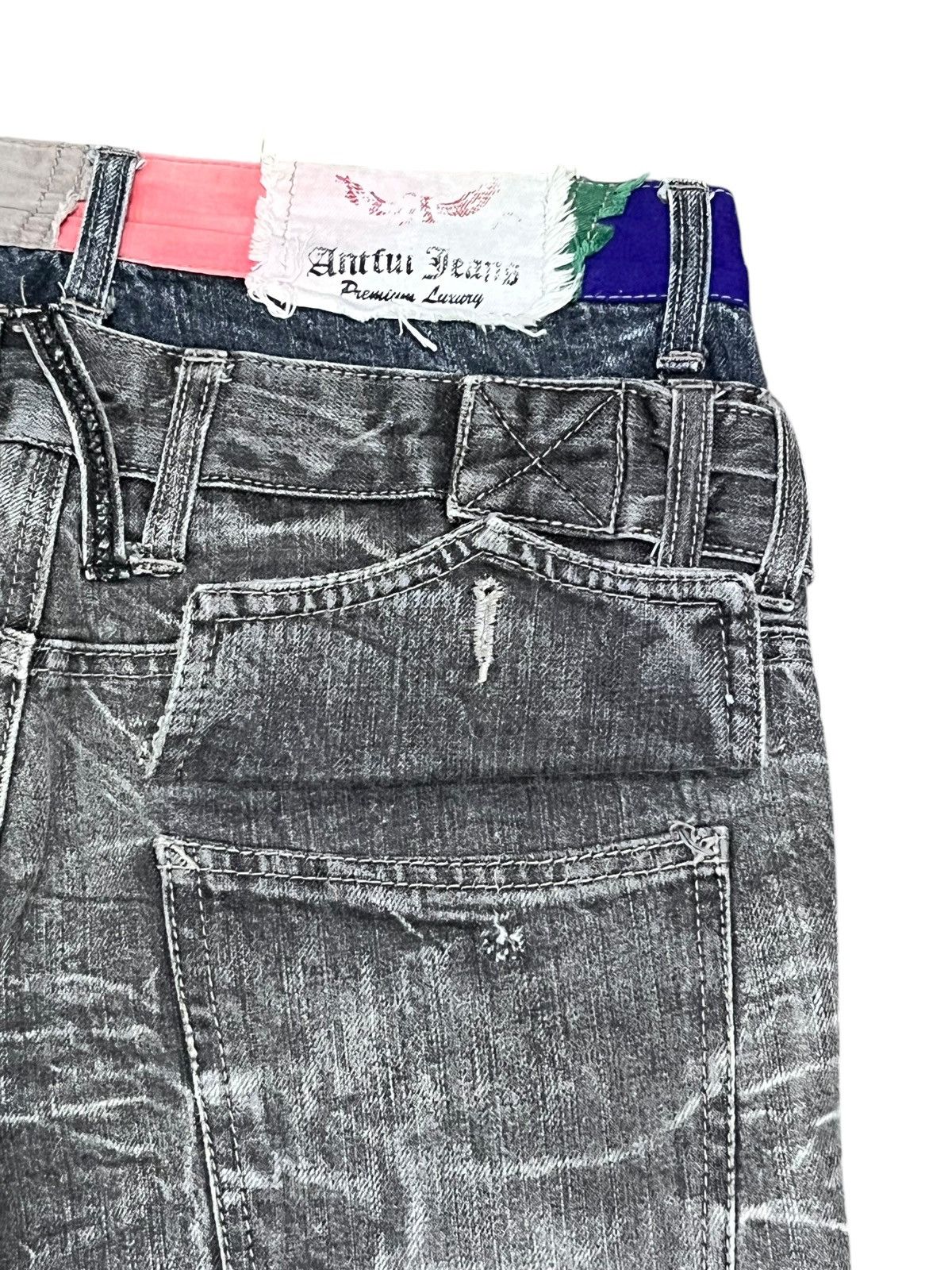 Japanese Brand 🔥PUNK Double Waist Grunge Bondage Zippers Acid Wash Denim Size US 29 - 7 Thumbnail